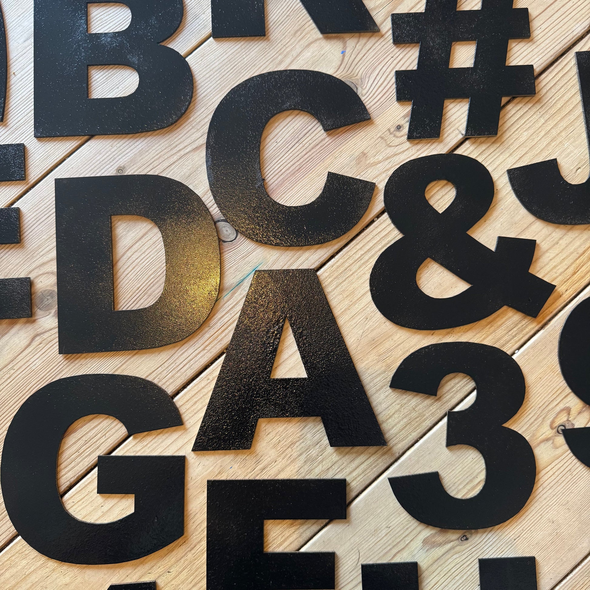 12" and 5" Black Fat Font Metal Letters.