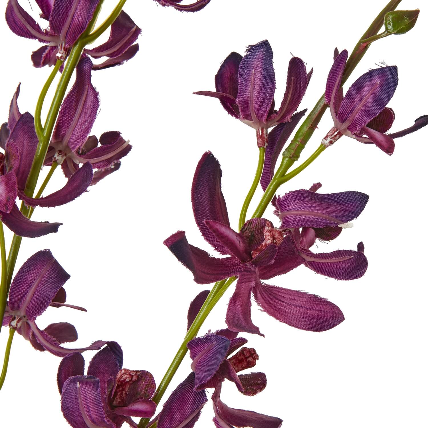 Purple cymbidium spray artificial flowers, rich purple lifelike orchids with cascading stems, elegant home decor accent by Sostter at brixbailey.com