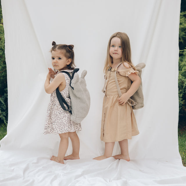 Eco-Friendly Beige Teddy Backpack for Kids – Sustainable & Fun by Muni at www.brixbailey.com