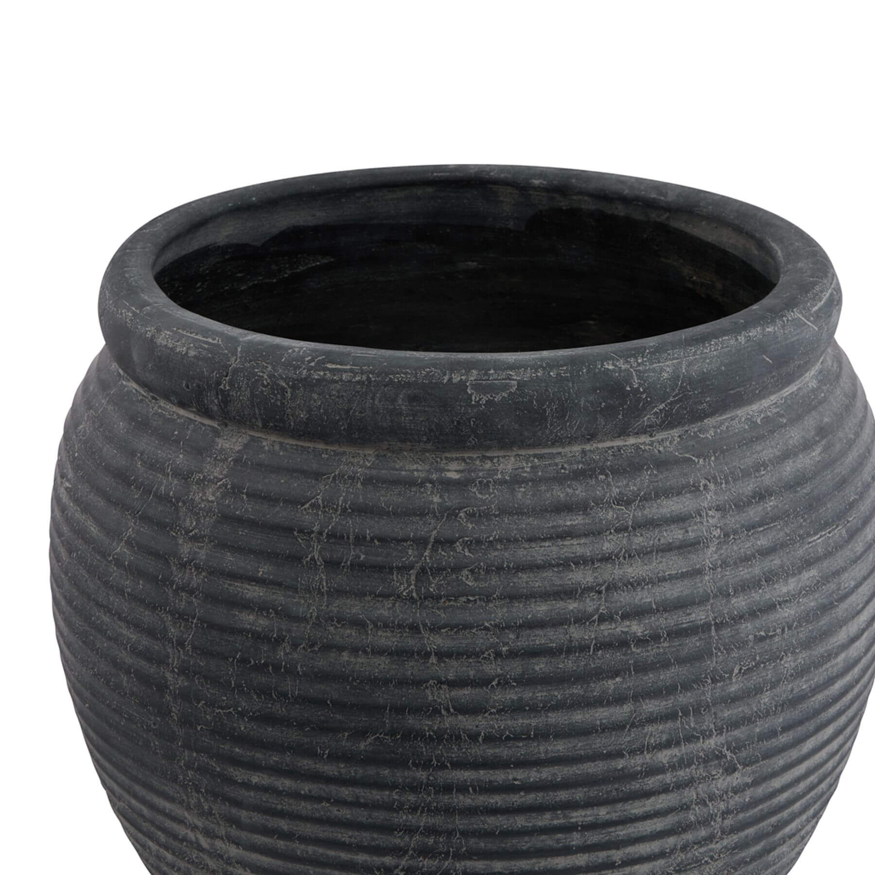 Large Amalfi grey ceramic plant pot with minimalist rimmed design for modern interiors by Sostter at brixbailey.com
