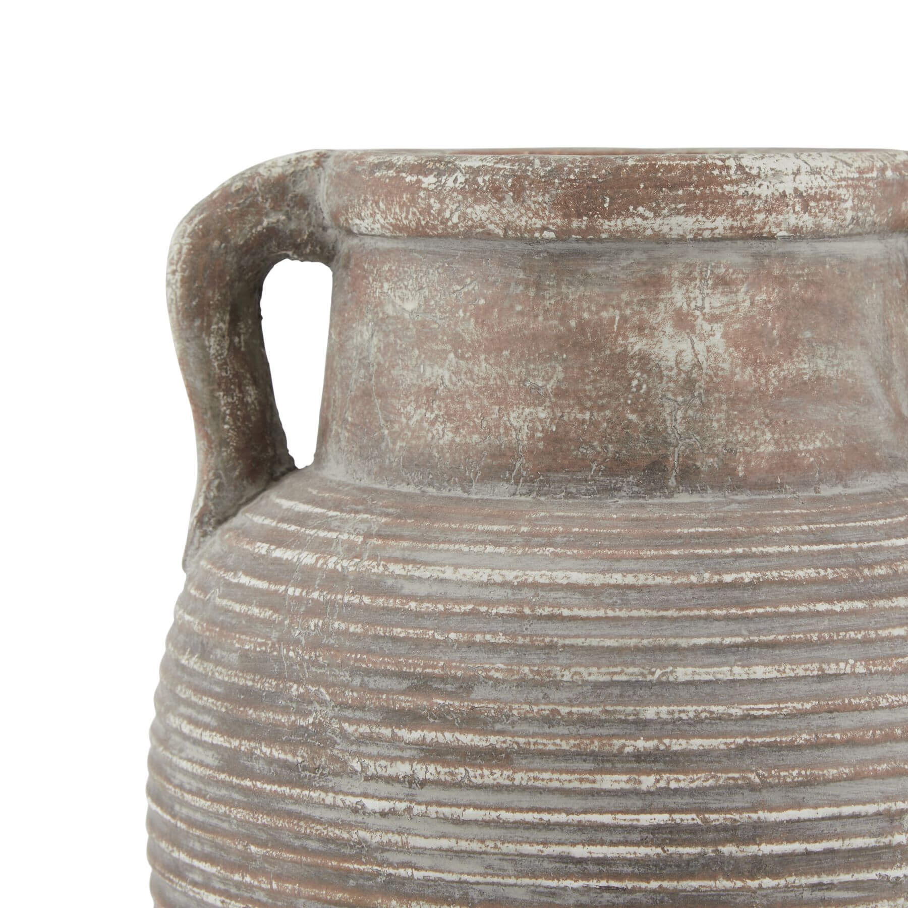 Hand-finished Siena Brown Amphora Pot with ribbed detailing and weathered ceramic finish for rustic home decor. by Sostter at brixbailey.com