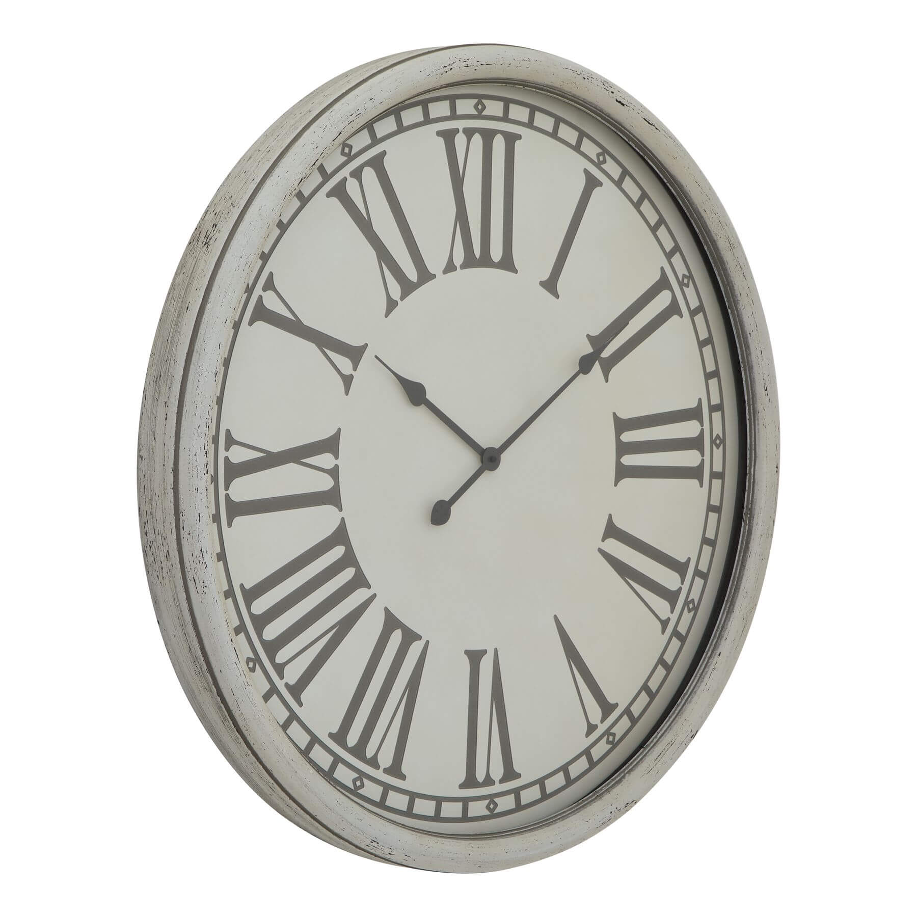 White embossed wall clock with glass accents, handcrafted wood frame, contemporary rustic design, 80cm diameter. by sostter at brixbailey.com