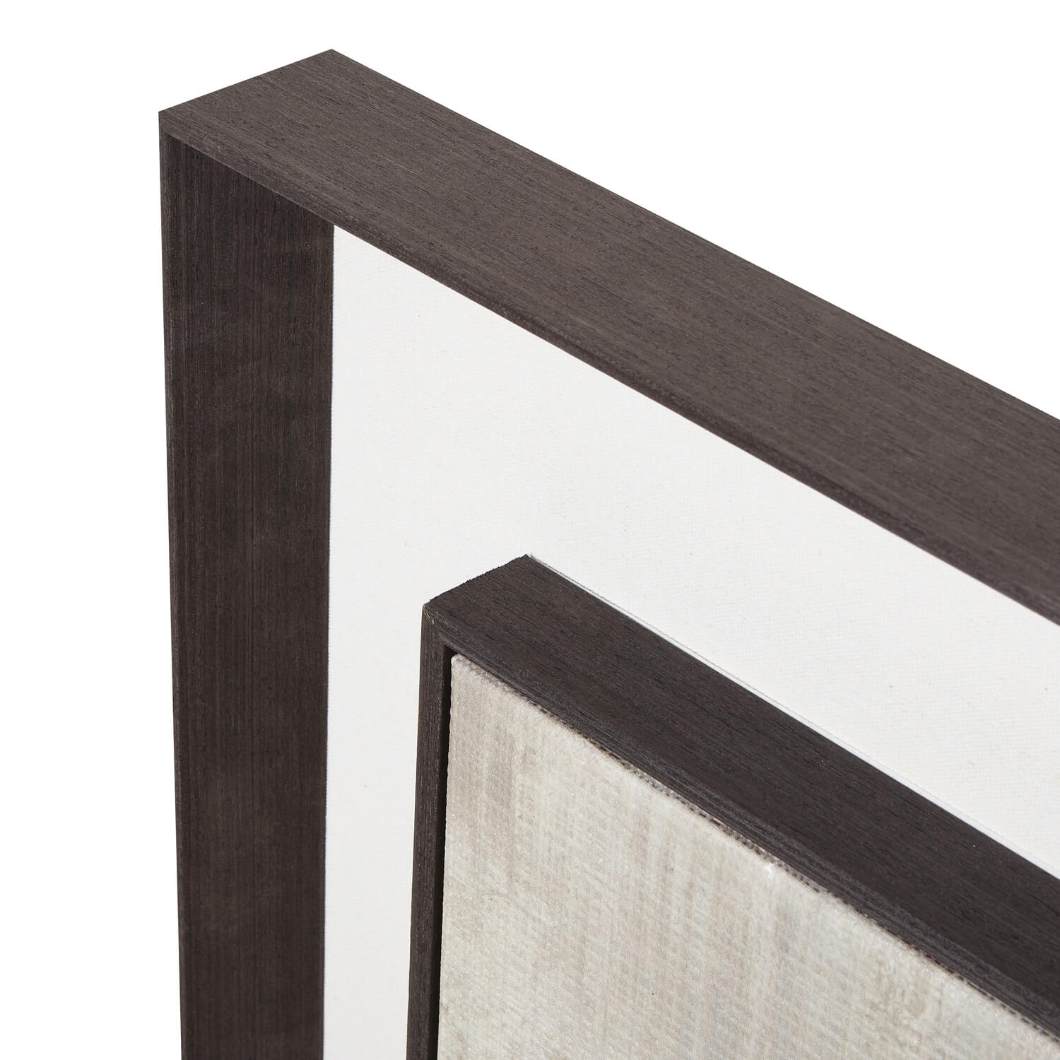 Contemporary abstract linen artwork in neutral tones with dark wood frame, 120x90 cm, ideal for modern minimalist interiors by sostter at brixbailey.com