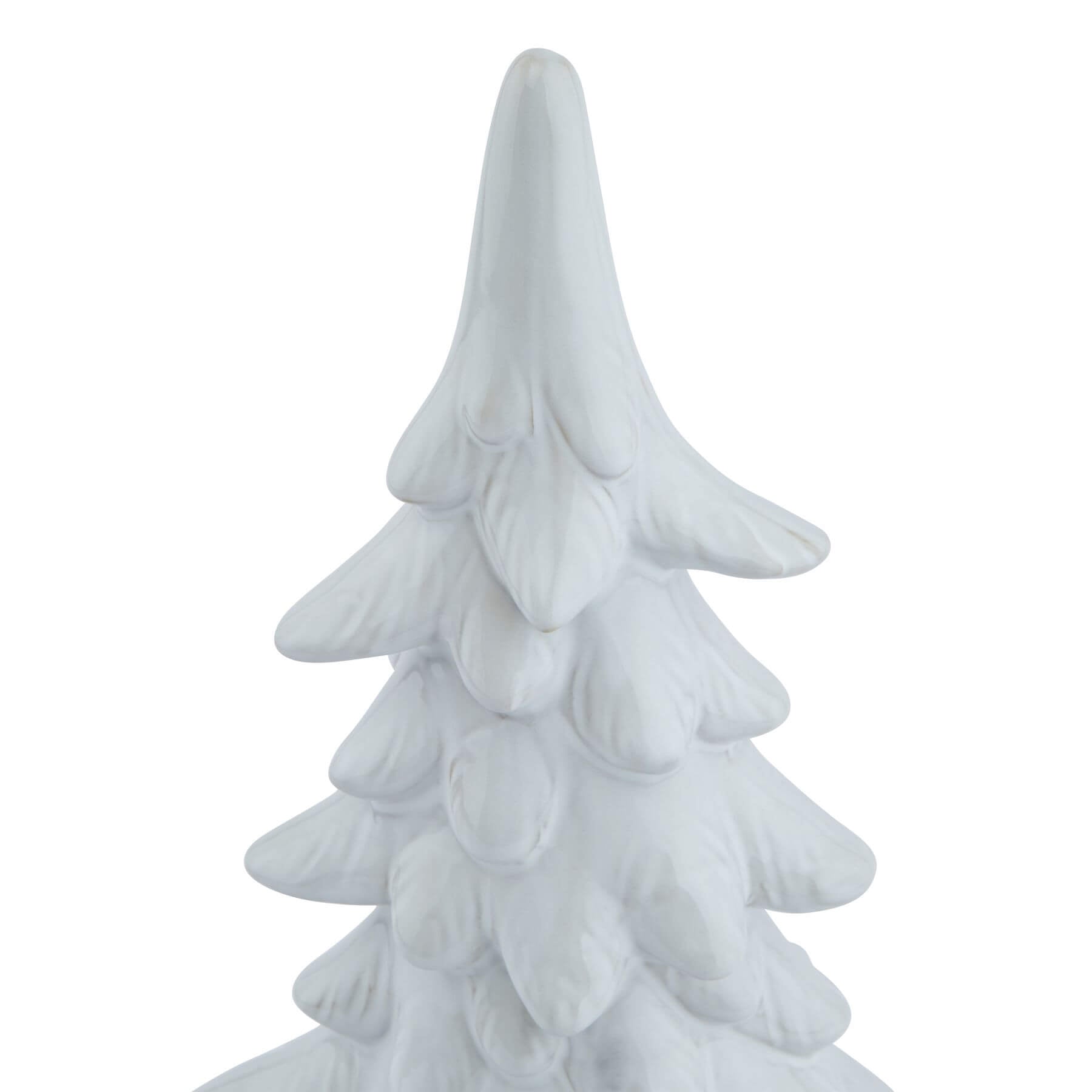 Handcrafted snow-dusted fir tree with crystalline details, 35 cm, white resin winter decor centerpiece. by sostter at brixbailey.com