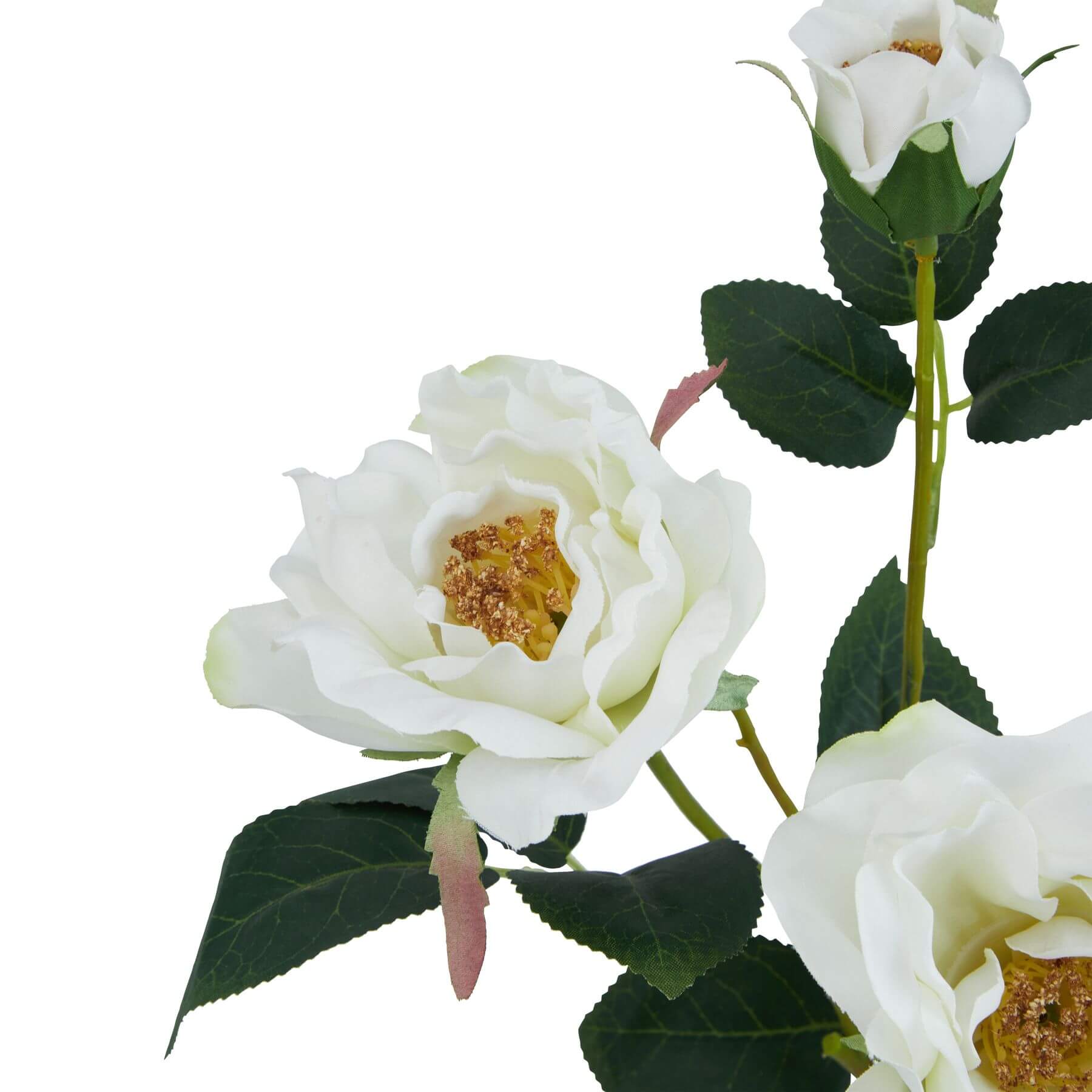 Creamy white tea rose artificial stem with lifelike petals and green foliage, 60cm tall, perfect for floral arrangements by Sostter at brixbailey.com