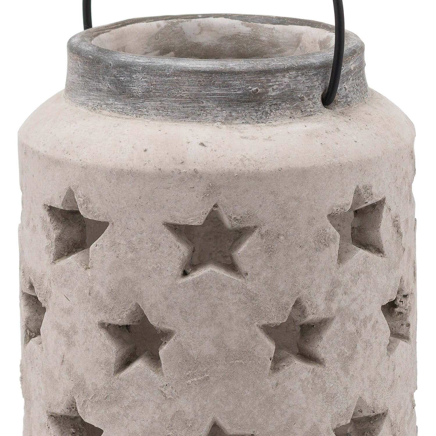 Handcrafted ceramic Bloomville Stone Star Lantern vase with natural stone texture in neutral tone, 23cm tall by Sostter at brixbailey.com