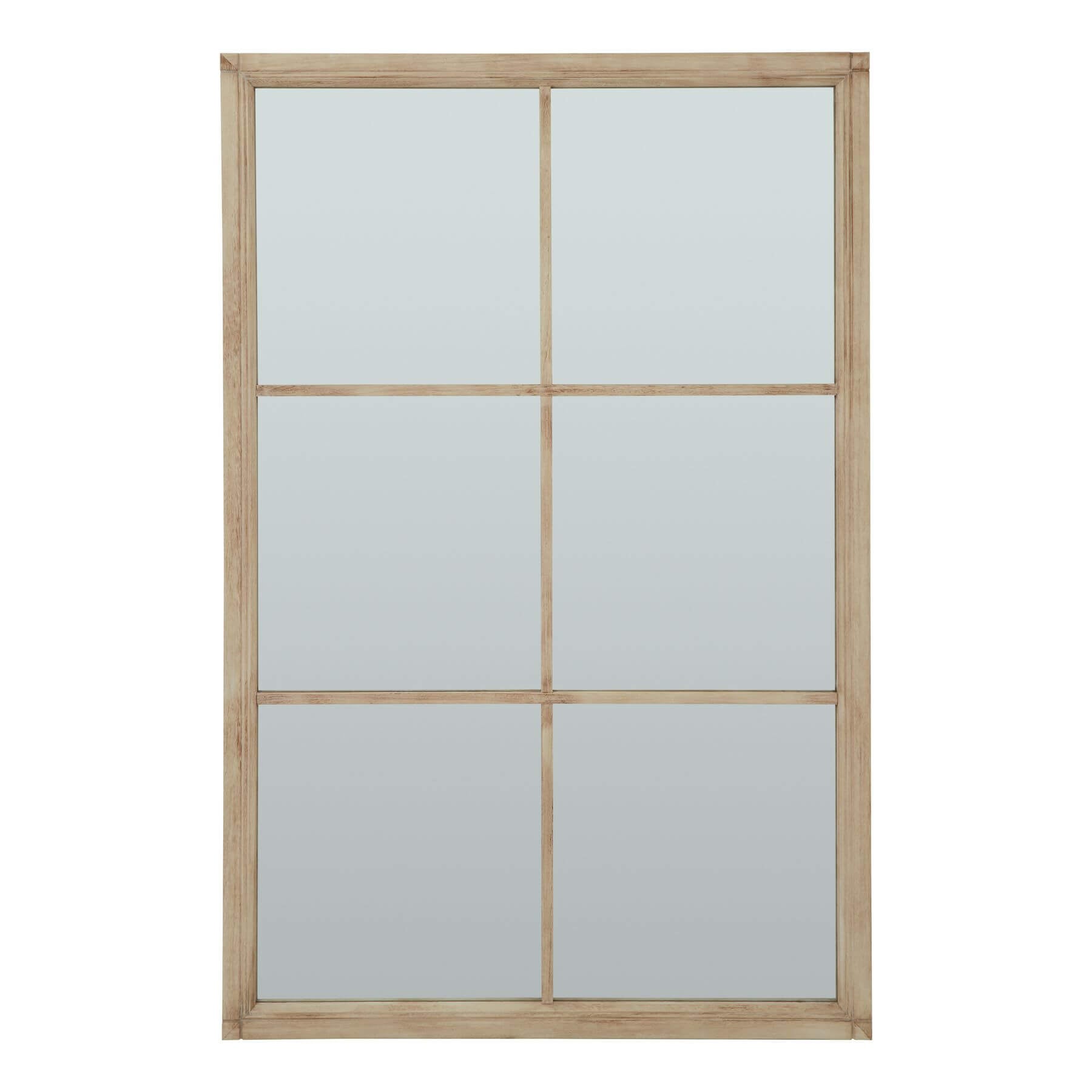 Handcrafted distressed wood mirror with grid design, rich brown frame, 170cm height, rustic vintage wall decor by Sostter at brixbailey.com