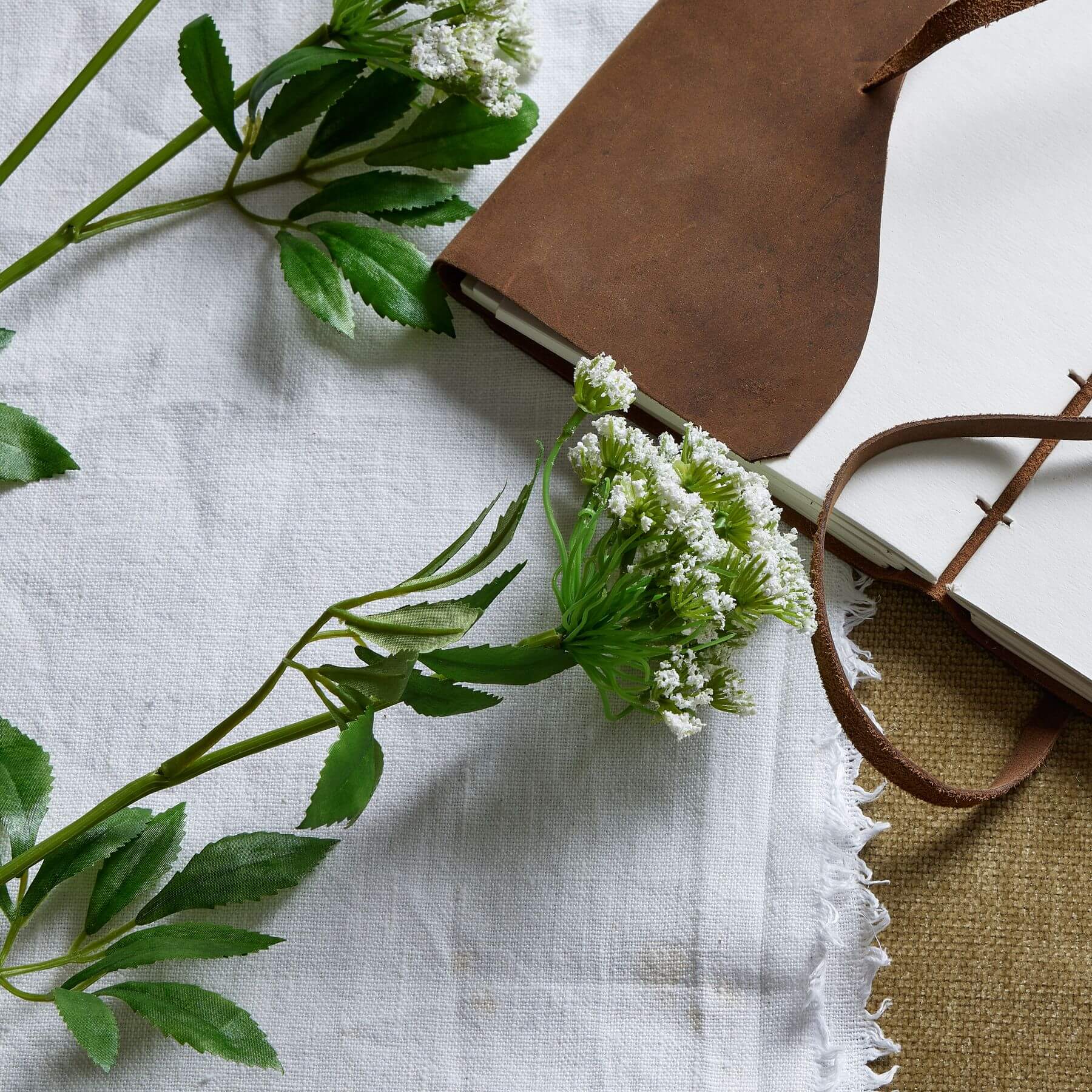 Lifelike artificial cow parsley stems with white blooms and green stems for home decor  by sostter at brixbailey.com