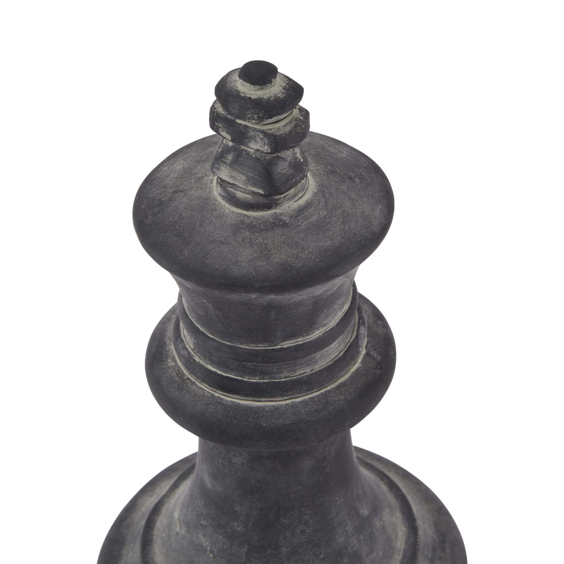 Handcrafted ceramic chess king sculpture in matte grey, 28cm tall, for game or decor by Sostter at brixbailey.com