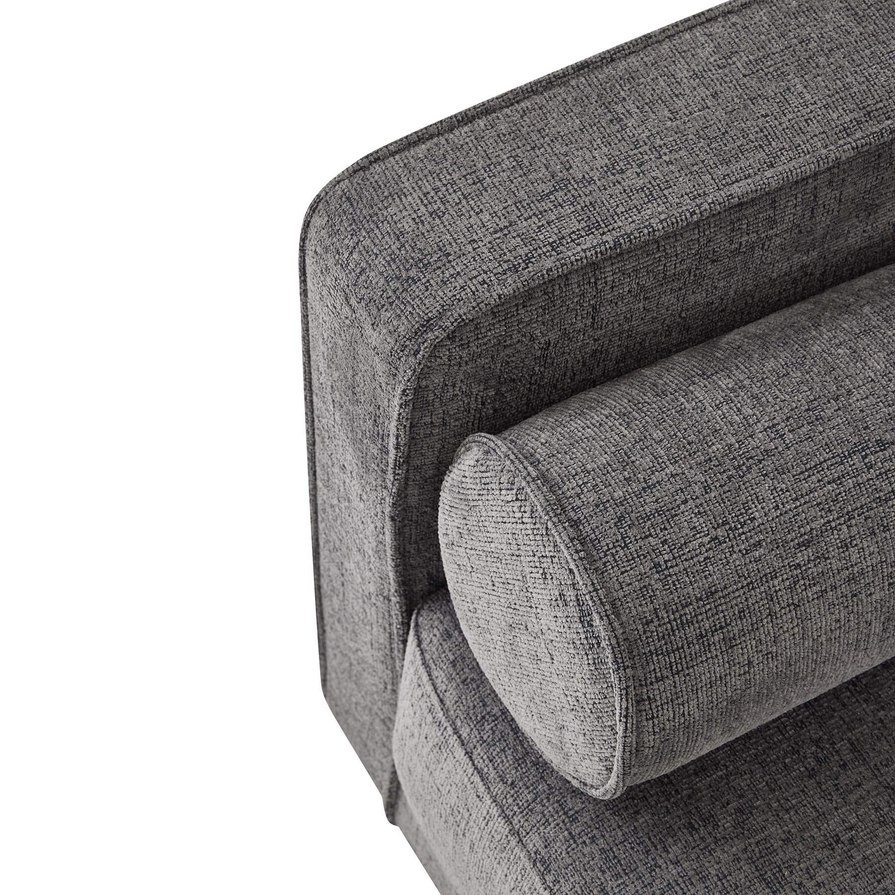 Grey upholstered sofa with plush cushions in classic British design, versatile neutral tone for modern living rooms. by sostter at brixbailey.com