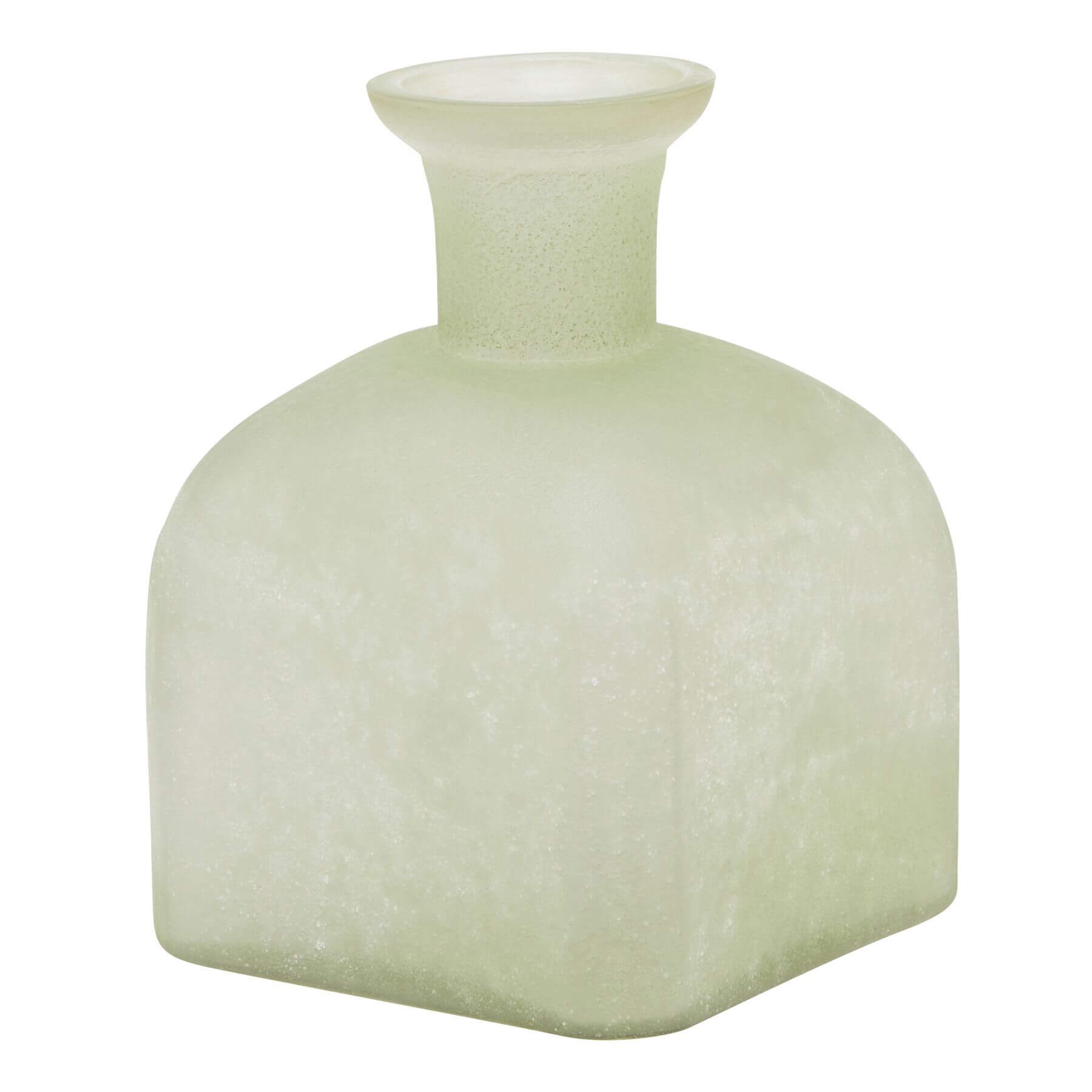 Smoked sage glass candle holder vase with aged brass accents, 15cm tall, for rustic or modern home decor by Sostter at brixbailey.com