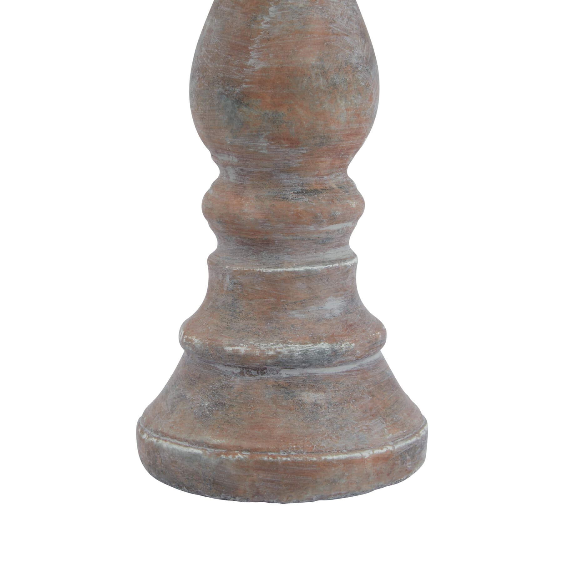 Rustic brown ceramic column candle holder with aged patina, part of the Siena Mediterranean decor collection.by Sostter at brixbailey.com