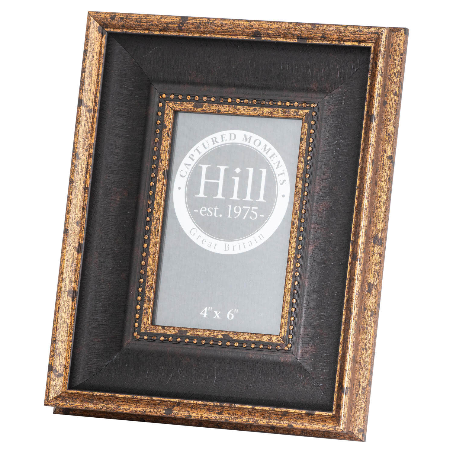 Black antique gold beaded 4x6 photo frame with intricate detailing on wood, elegant home decor gift.by Sostter at brixbailey.com