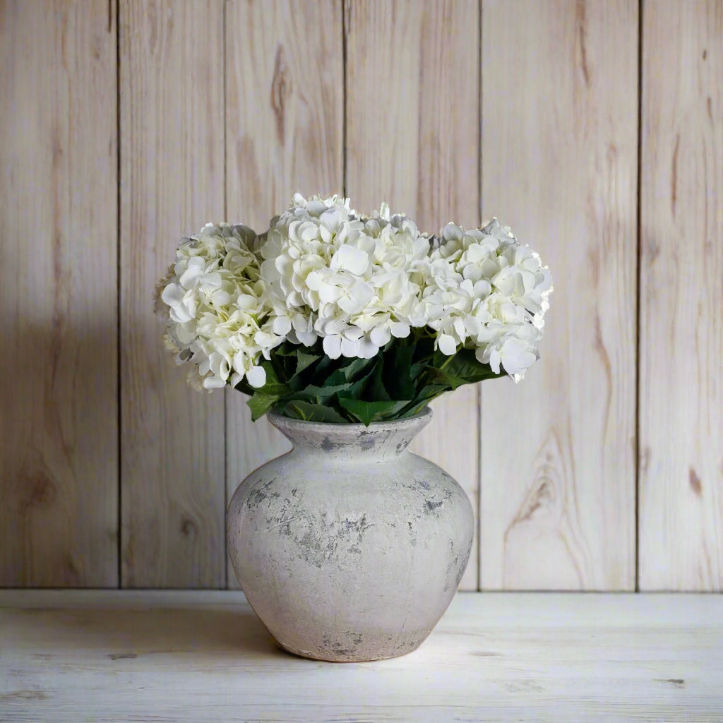 Large antique white ceramic vase with Greek-inspired design, 30cm tall, for floral arrangements and home decor. by RoomLondon at brixbailey.com