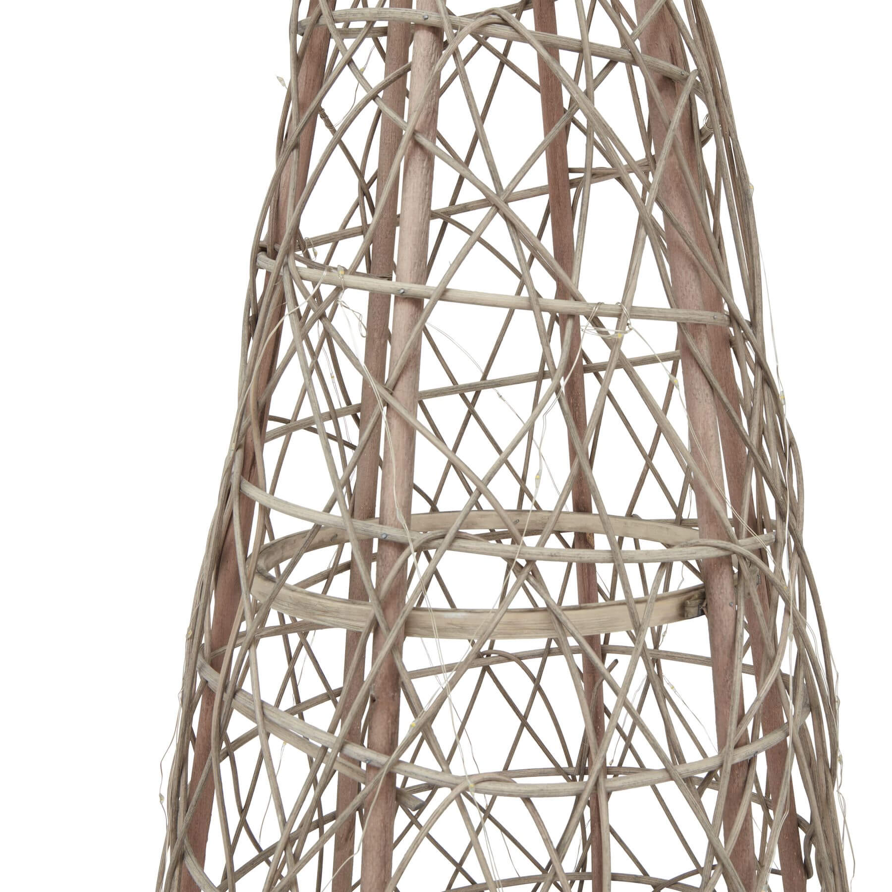 Handwoven wicker Christmas tree with warm LED lights, rustic brown finish, and star topper, 45 inches tall. by Sostter at brixbailey.com