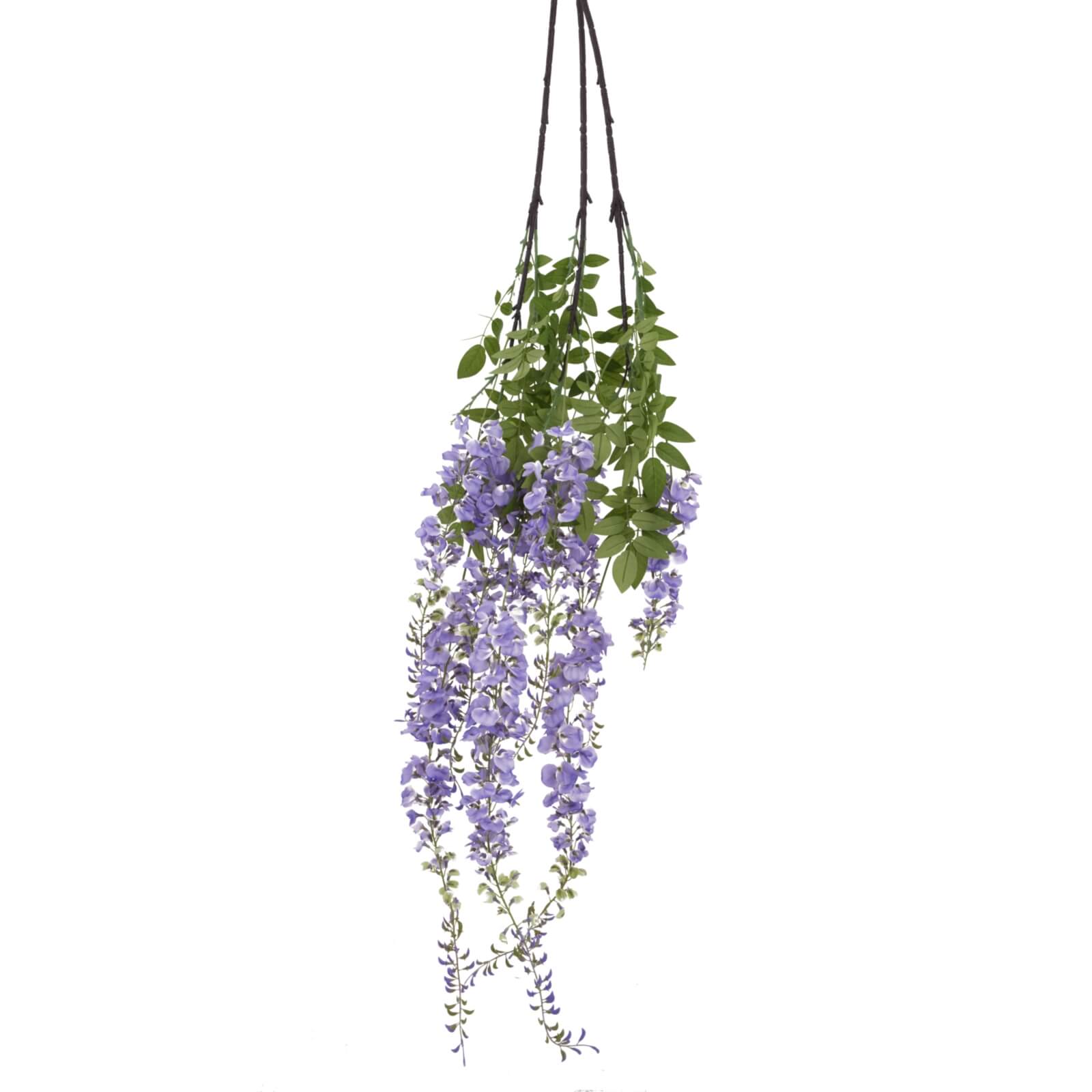 180cm artificial wisteria spray with deep purple blooms and green accents, ultra-realistic home decor by Sostter at brixbailey.com