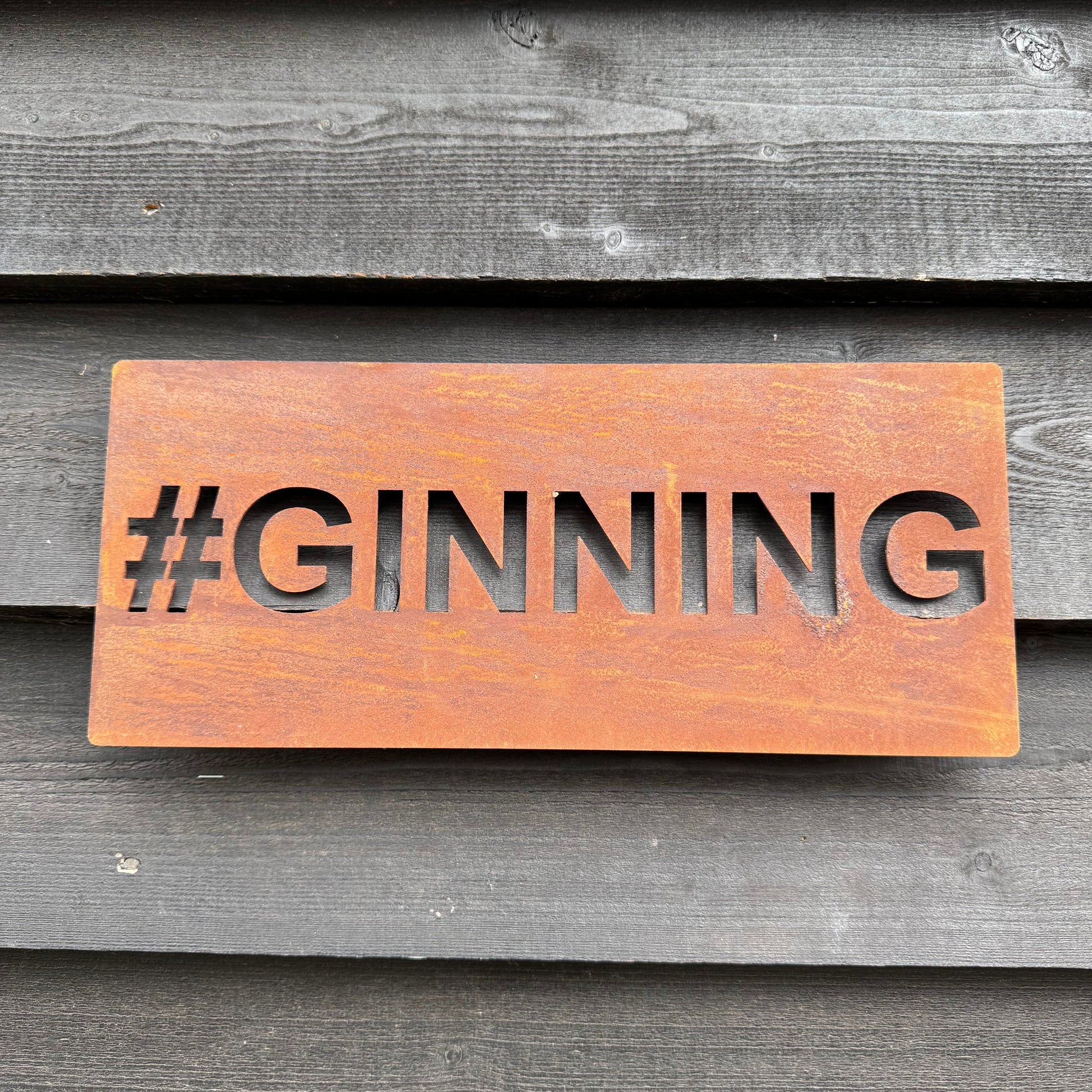 Rustic Metal #GINNING Sign