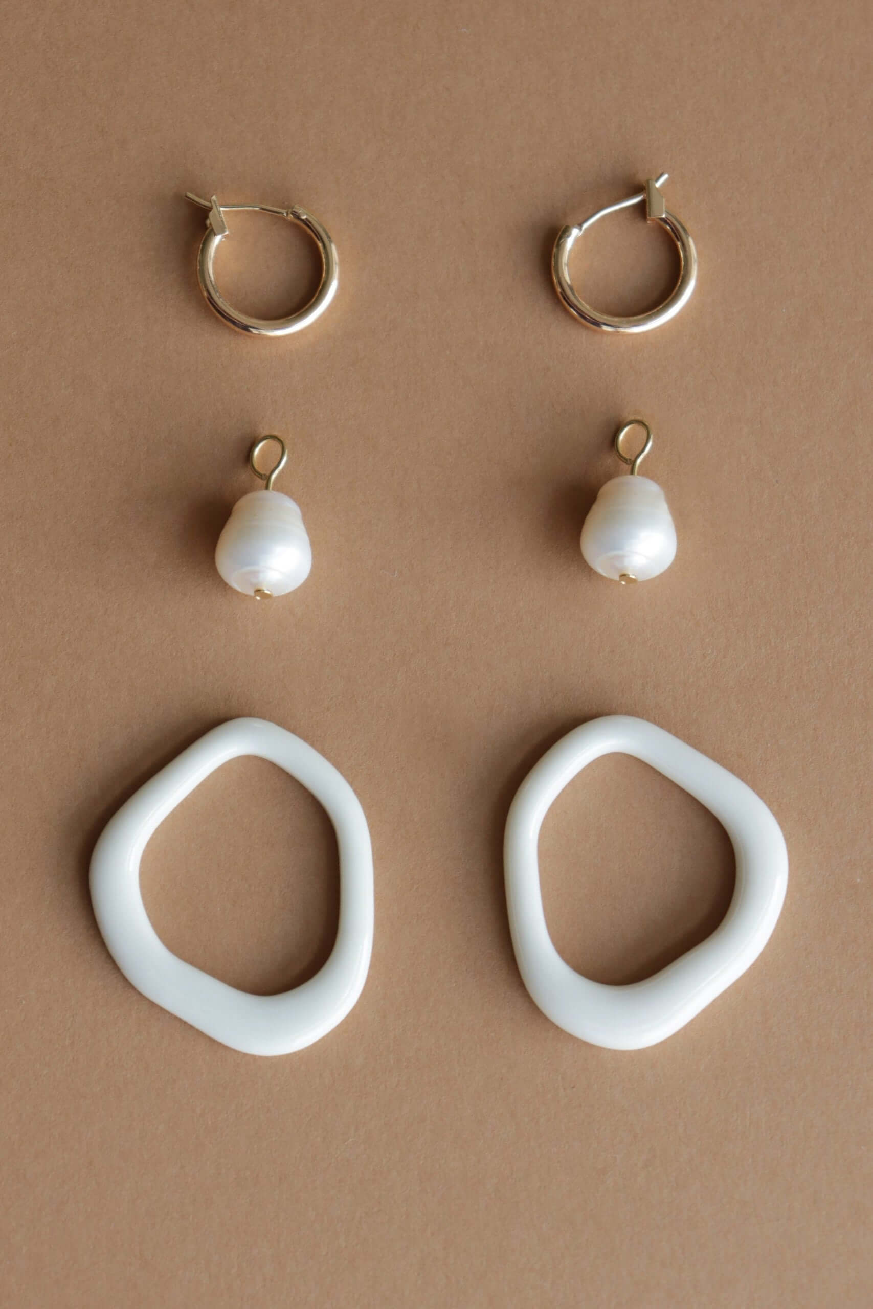 Arp Pearl and Porcelain Hoops- Burgundy