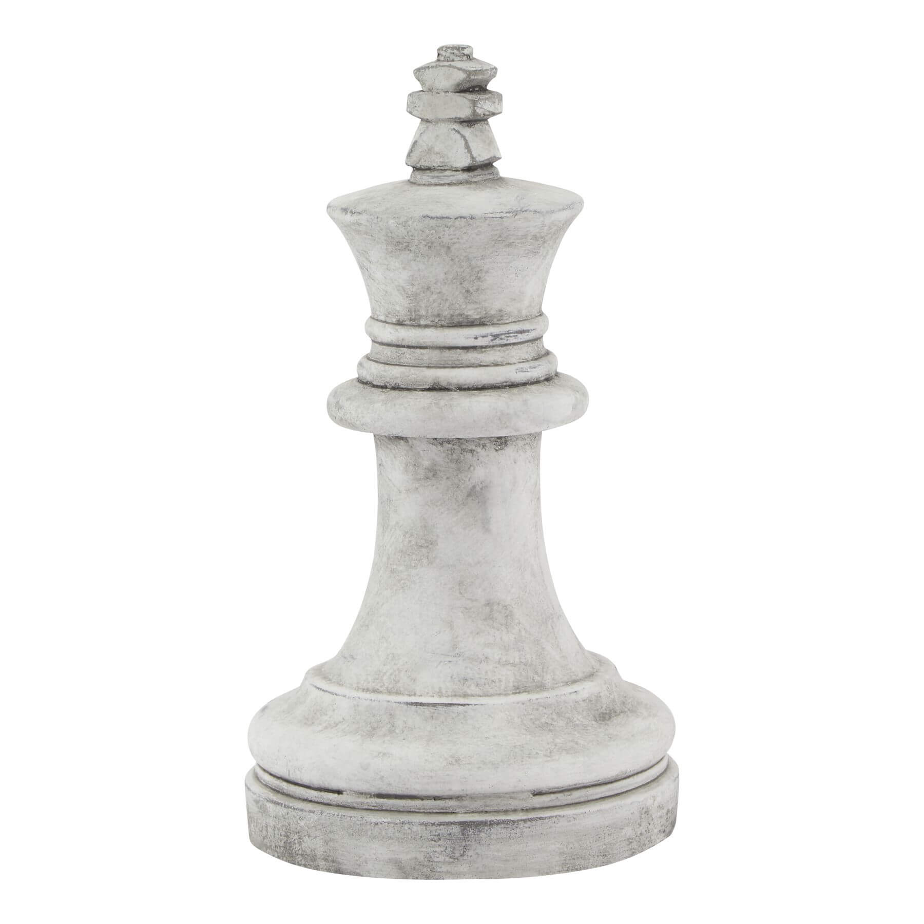 Handcrafted white ceramic chess king with matte finish, 28cm tall, showcasing artisan stone textures and elegant detailing. by Sostter at brixbailey.com