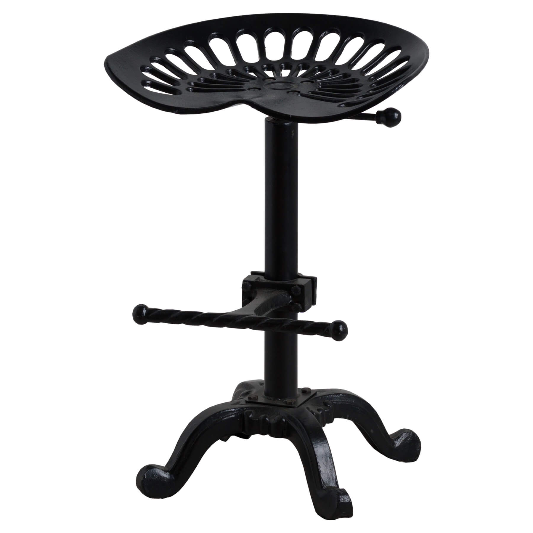 Black metal tractor seat stool with adjustable height for industrial-chic decor by Sostter at brixbailey.com