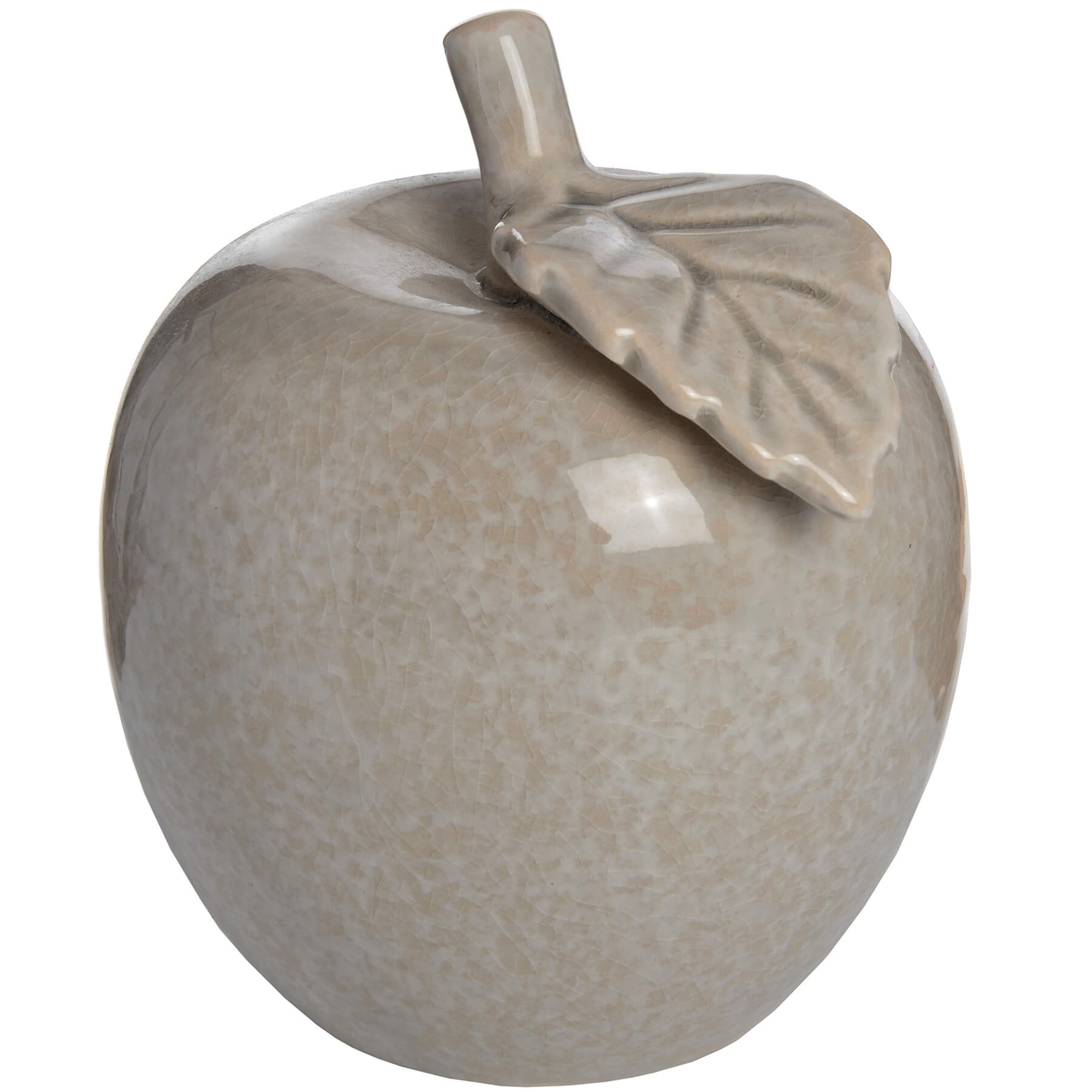 Crackle-glazed ceramic apple ornament in antique grey, handcrafted with textured finish, 14cm home decor accent by Sostter at brixbailey.com
