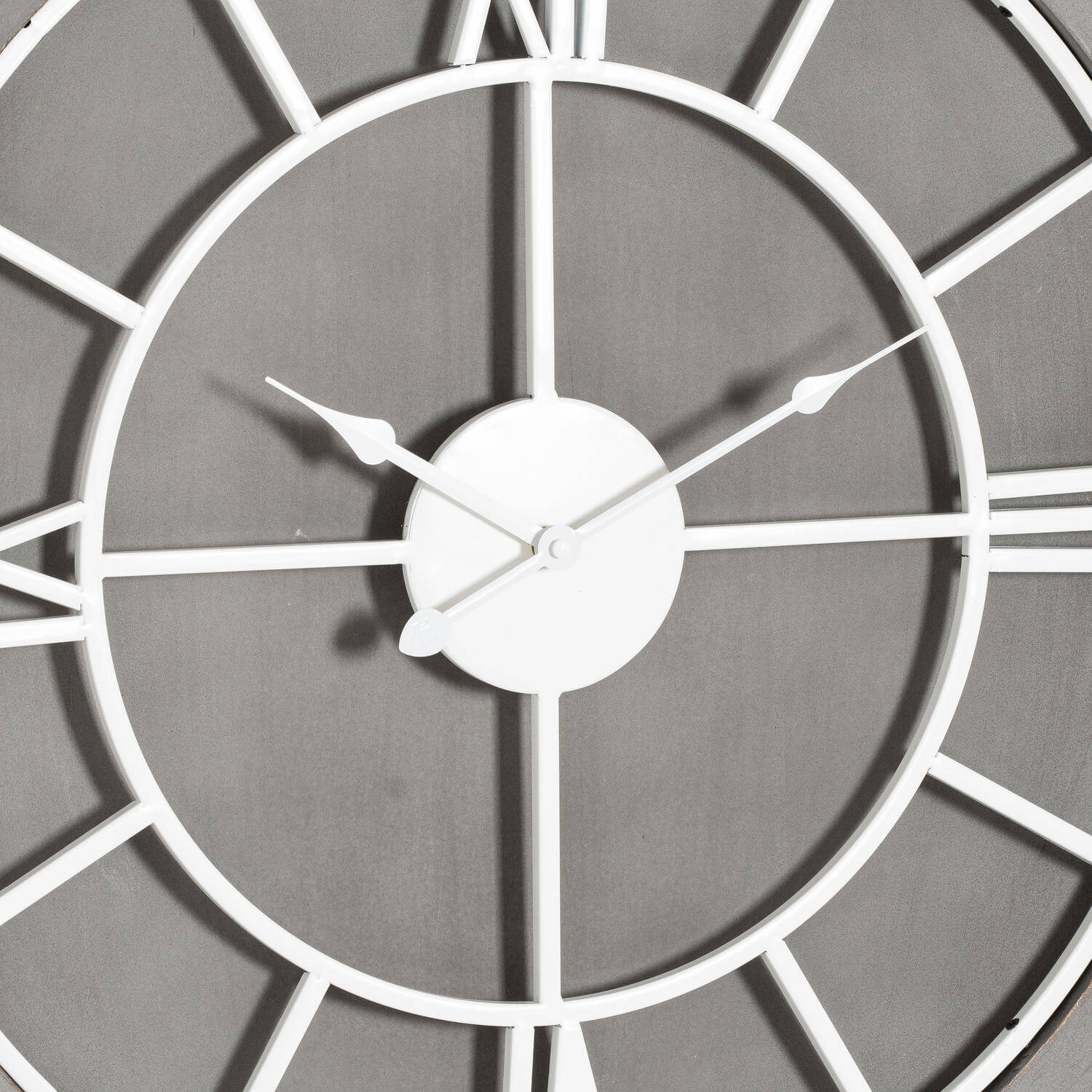 Williston Grey Wall Clock with Roman numerals, silver-grey wood frame, 60cm diameter, silent quartz movement (124 chars) by sostter at brixbailey.com