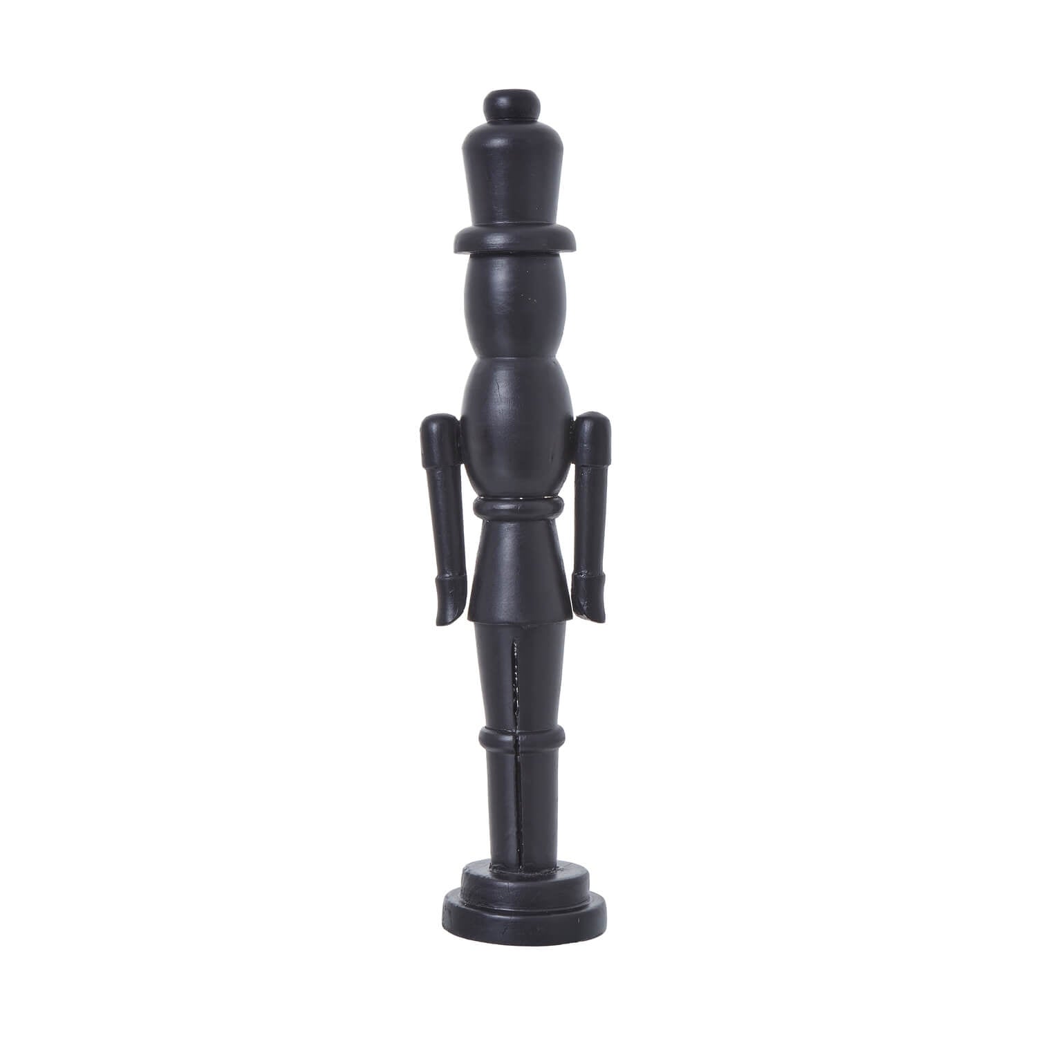 Black wooden Nordic nutcracker with minimalist design, 50cm tall, for modern Christmas decor. by Sostter at brixbailey.com