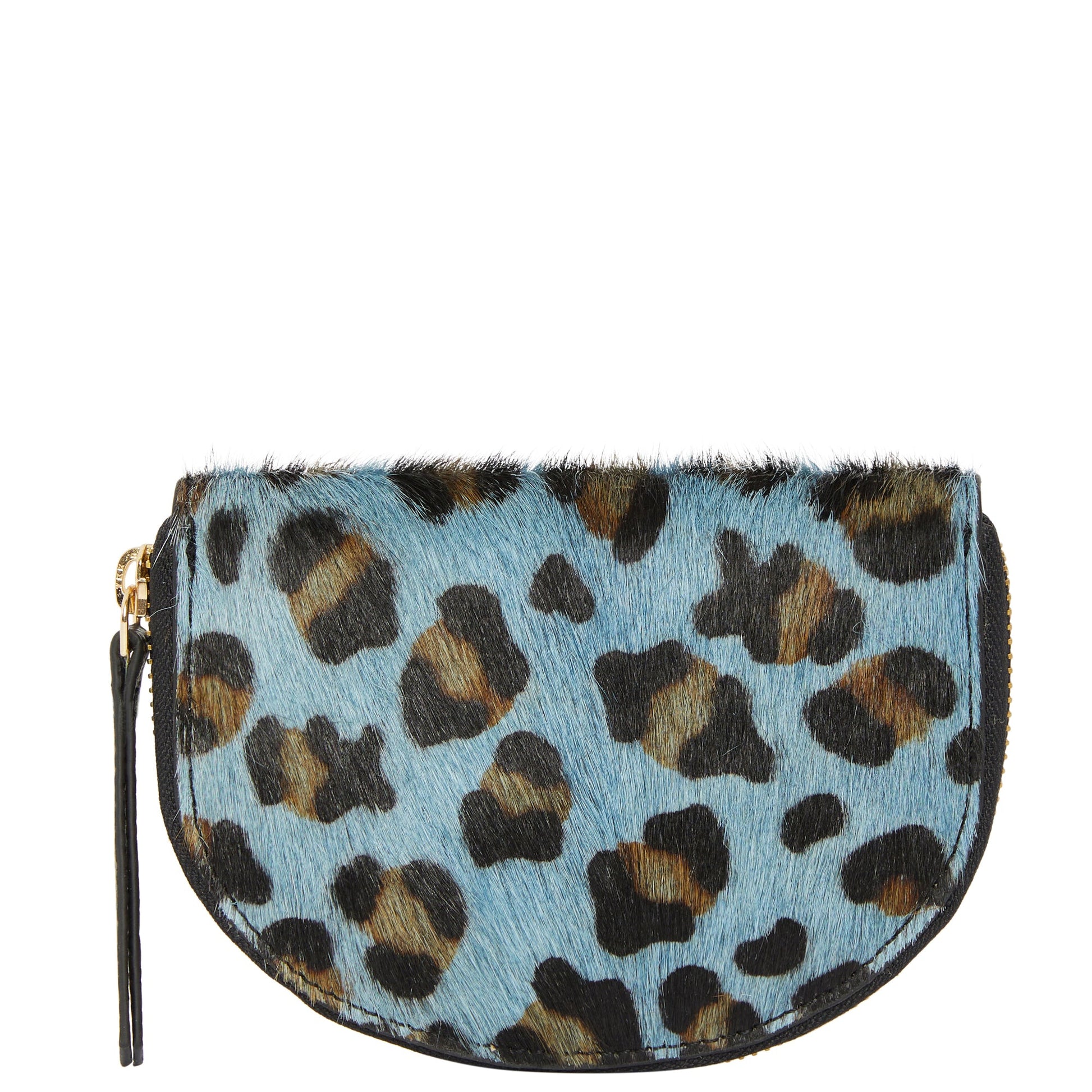 Blue Animal Print Leather Zip Around Half Moon Purse Brix and Bailey Ethical Brand