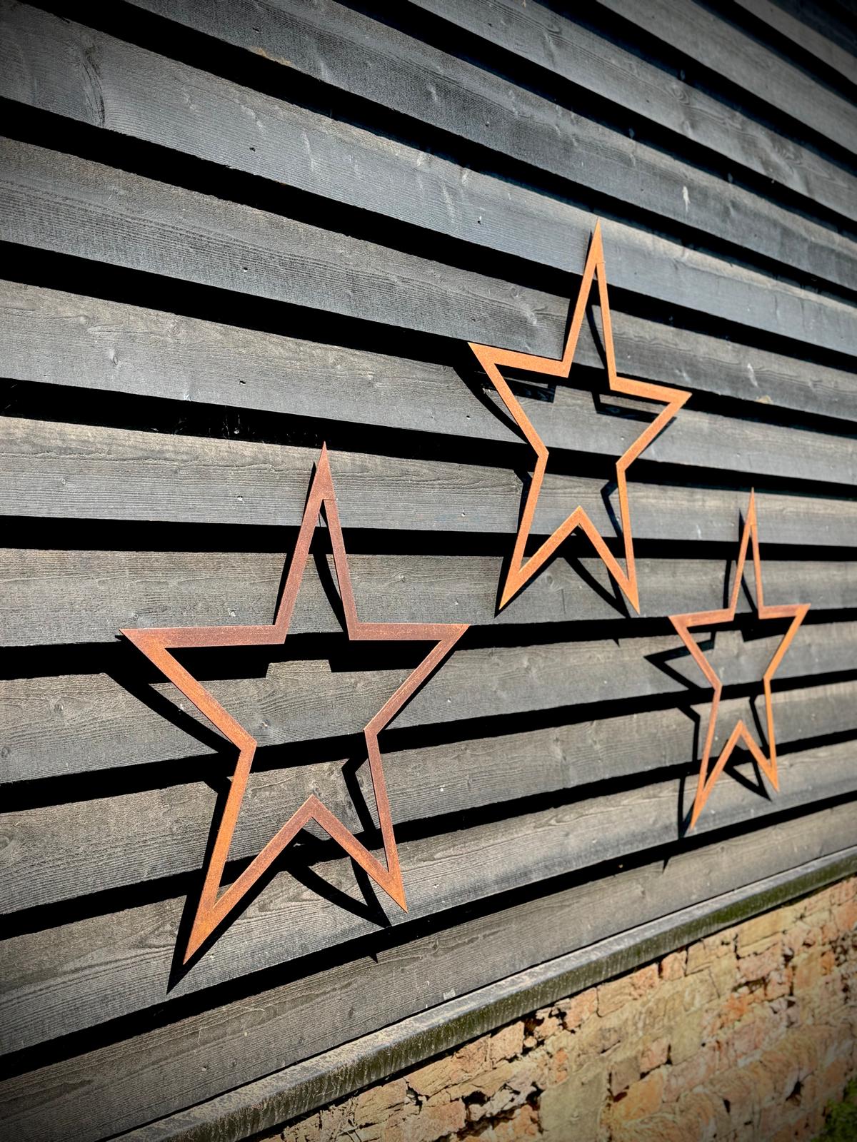 3 Large Rusty Metal barn STARS.