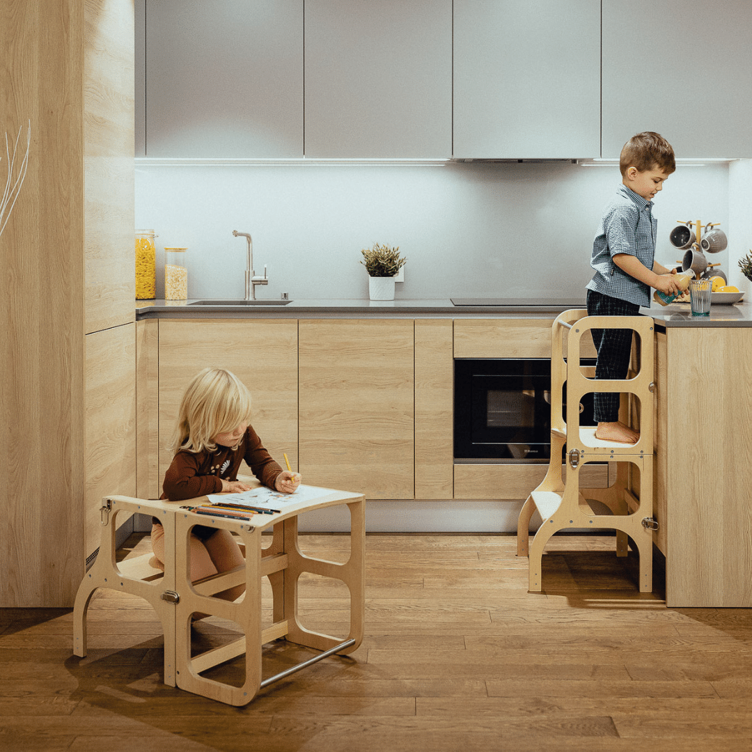 Montessori 2-in-1 Helper Tower/Table – Safe & Durable Design by Ette Tete at www.brixbailey.com