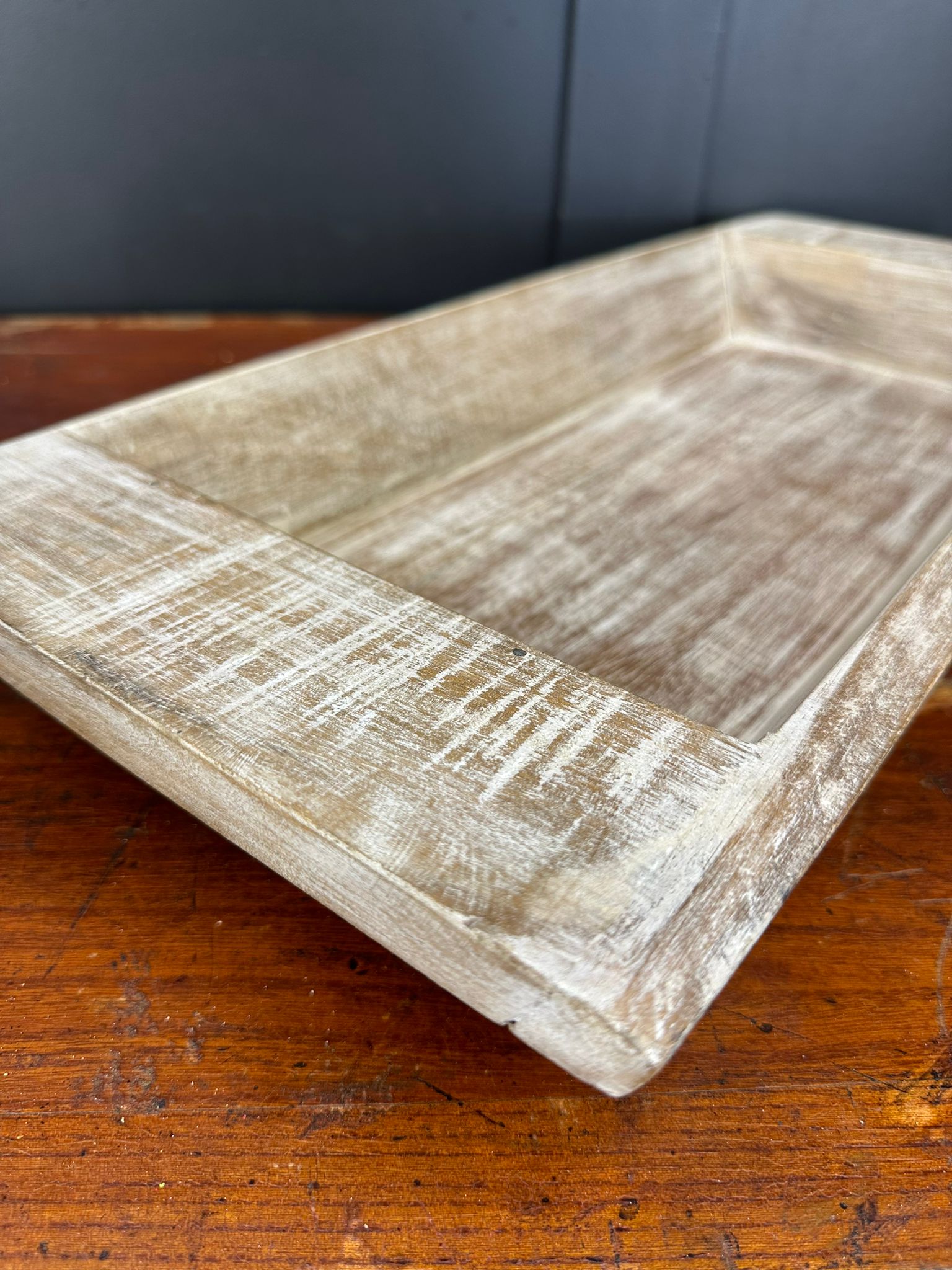 Rustic Wooden Serving Bowl / Fruit Bread Antipasti Cheese Board Tray