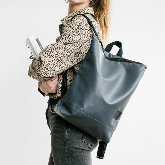 Grey Faux Leather Backpack – Lightweight & Trendy by Muni at www.brixbailey.com