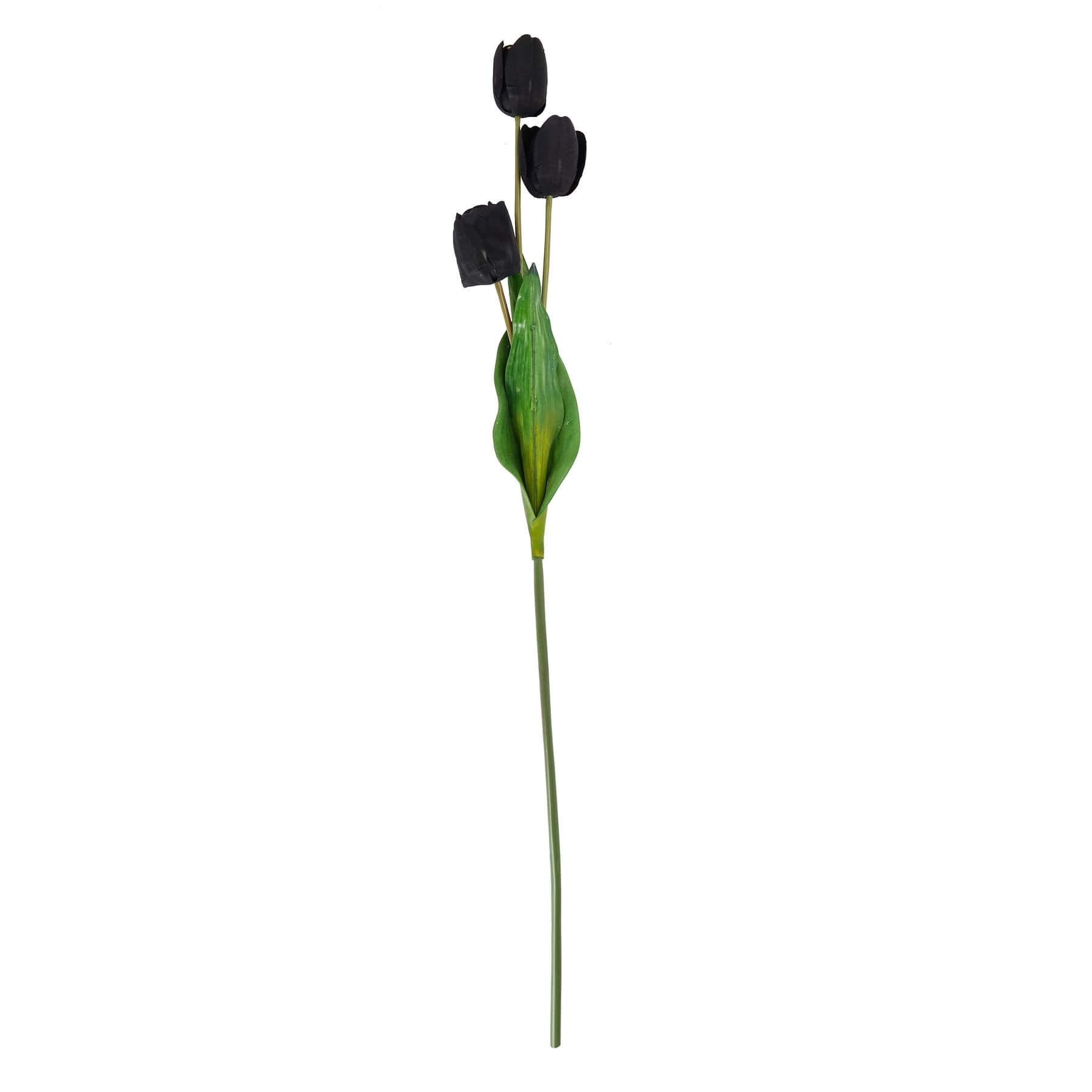Tall black triple tulip stem floral arrangement, 42.5 inches, matte finish, modern home decor centerpiece by sostter at brixbailey.com