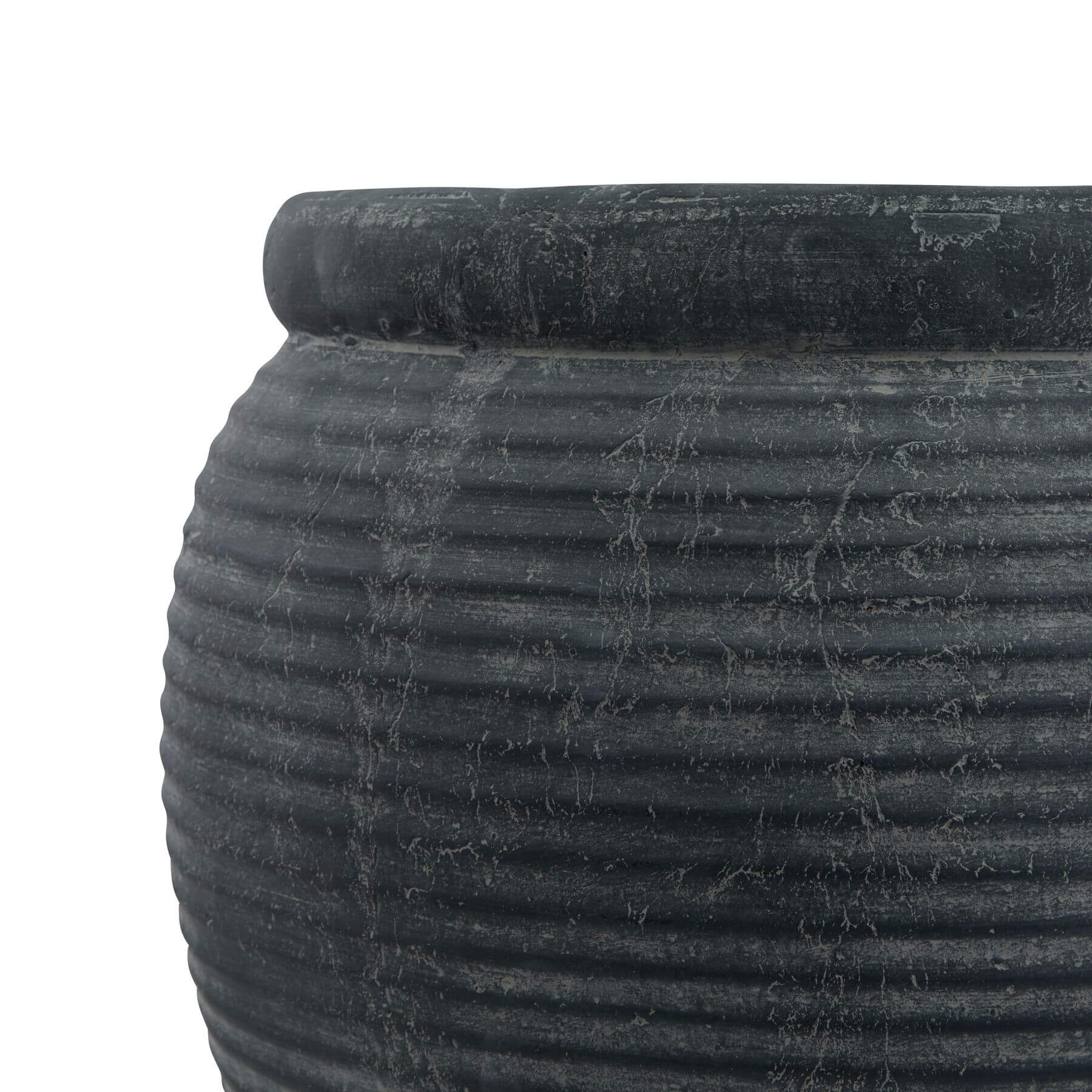 Amalfi grey ceramic plant pot, large minimalist design with neutral rim for modern interiors by Sostter at brixbailey.com
