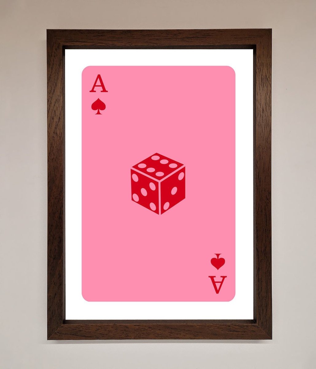 Ace Of Spades Poker Pink Framed Wall Art