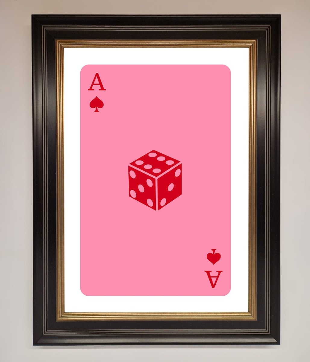 Ace Of Spades Poker Pink Framed Wall Art