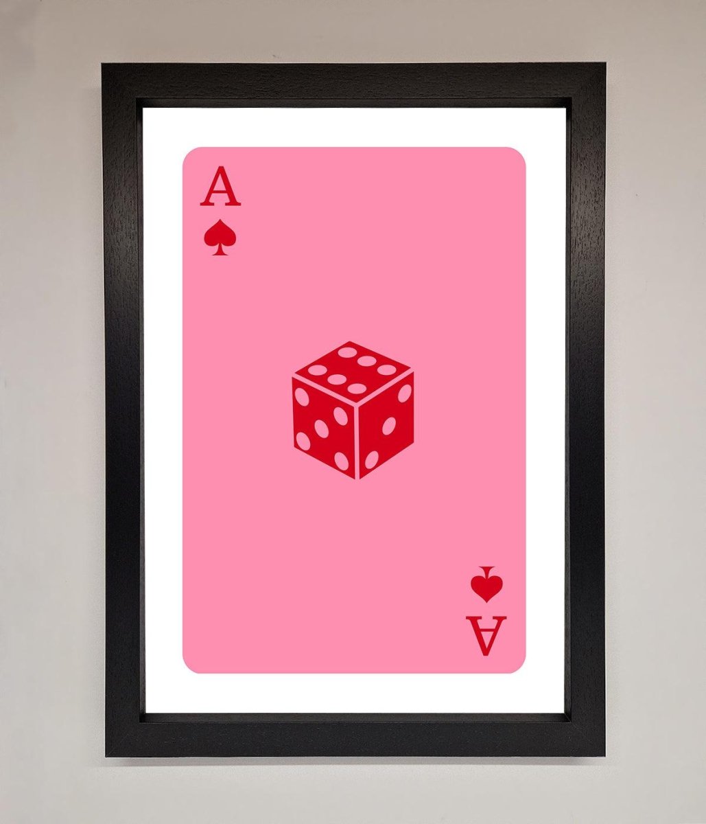 Ace Of Spades Poker Pink Framed Wall Art