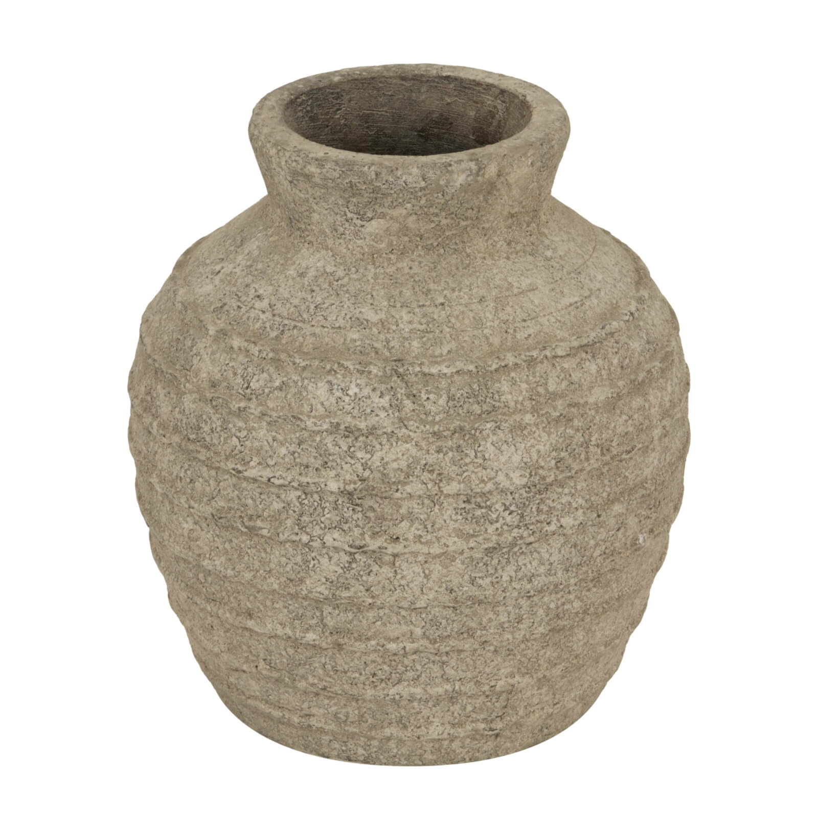 Large grey Tuscan ceramic vase with textured finish, modern Mediterranean style, 33cm tall for floral or decorative use by Sostter at brixbailey.com