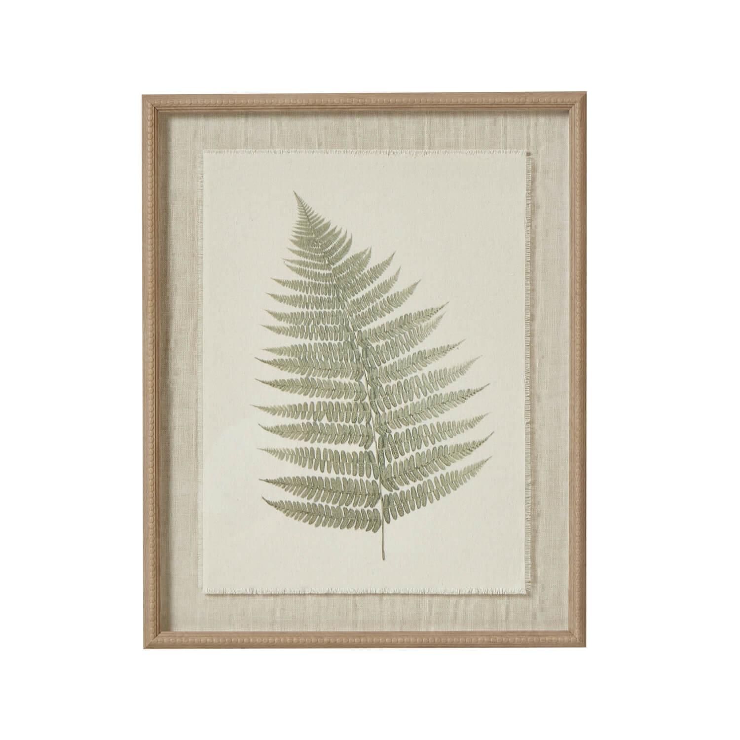 Handcrafted framed fern artwork with preserved bracken, white beaded frame, and textured background for wall decor. by RoomLondon at brixbailey.com