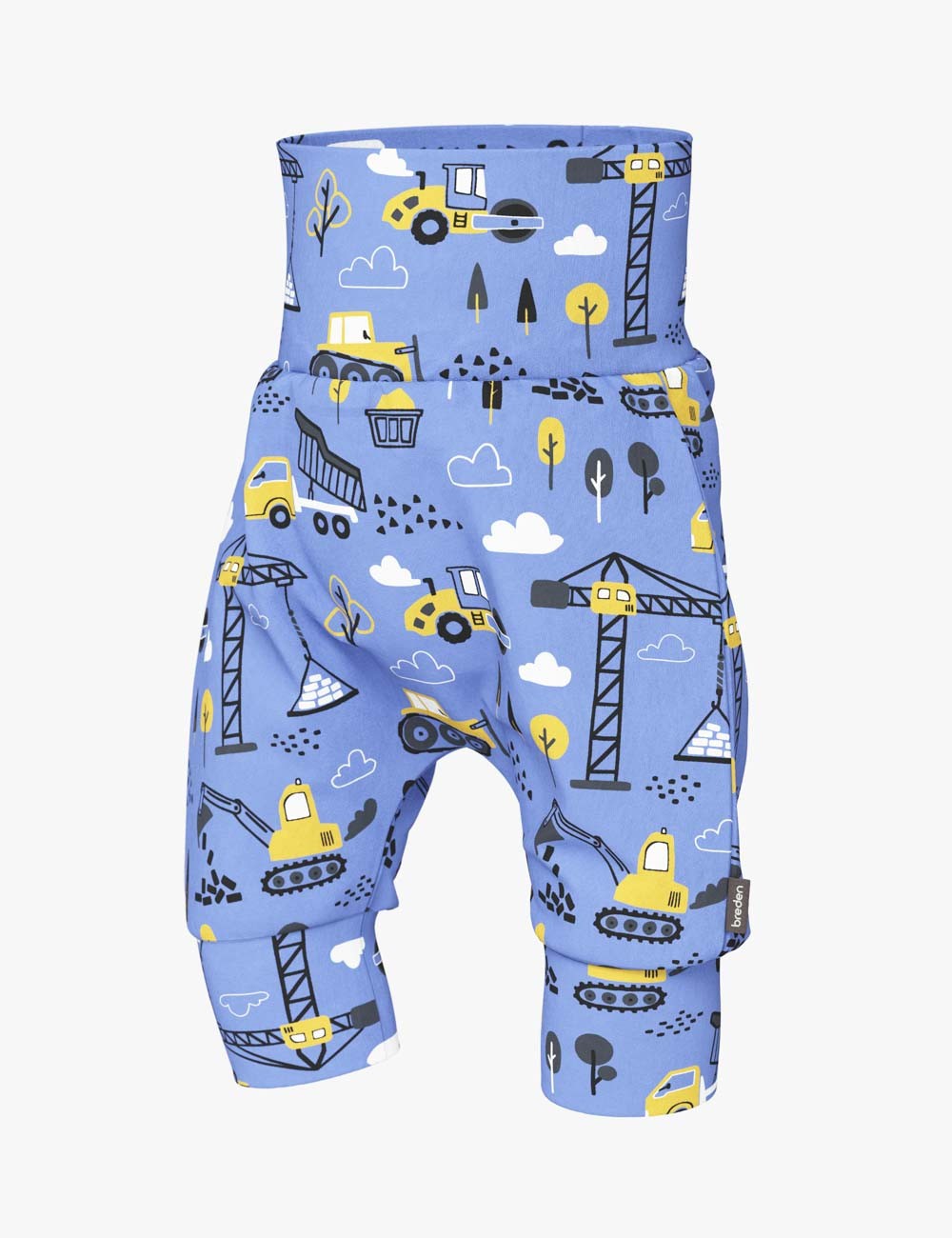 soft cotton baby shorts in a gentle side view, showing the comfortable elastic waistband and knee-length cut