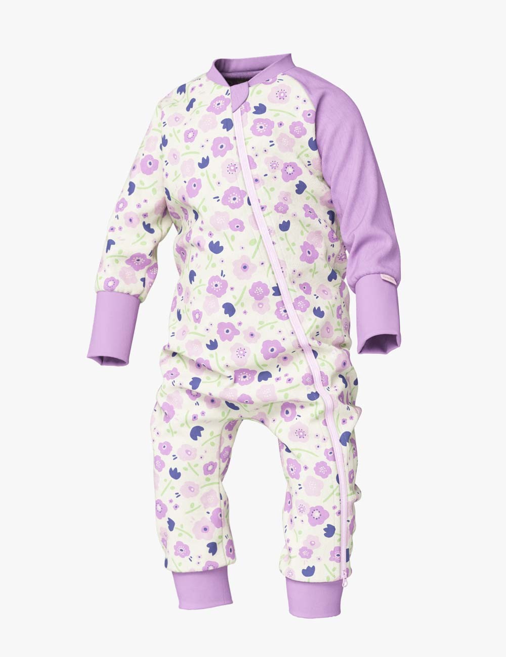 soft cotton baby sleepsuit with summer flowers in a gentle, comforting light
