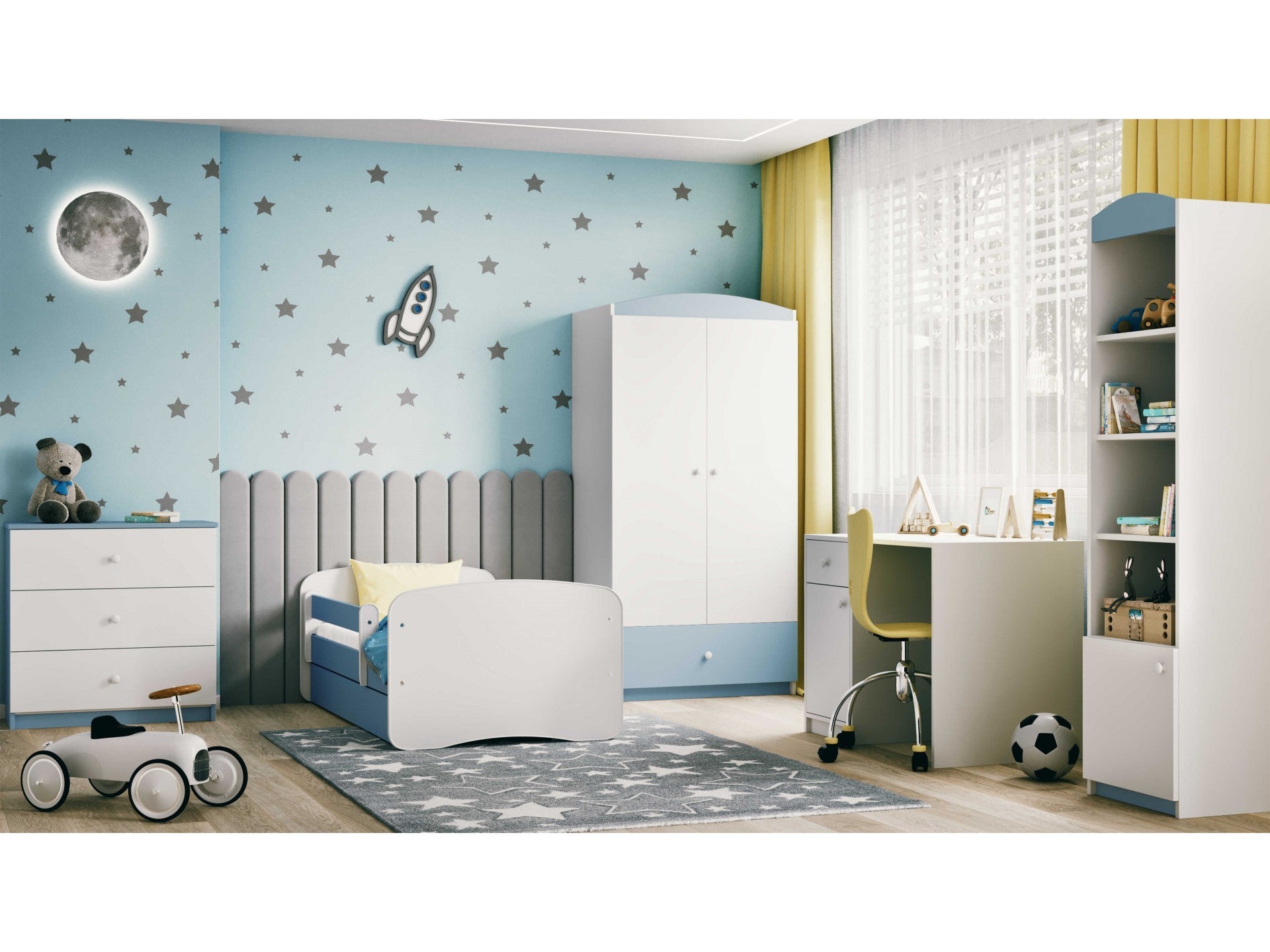 babydreams chest of drawers in a soft morning light, showcasing its smooth-gliding drawers and child-safe rounded corners