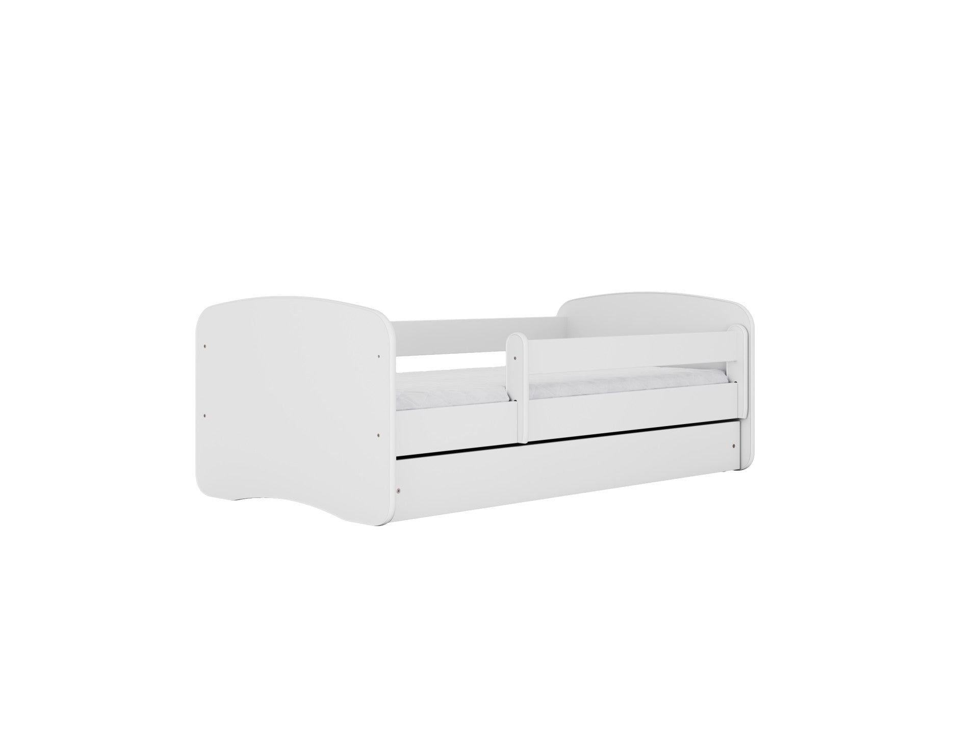 elegant babydreams childrens bed with birch slat frame and polished drawer in a refined nursery setting