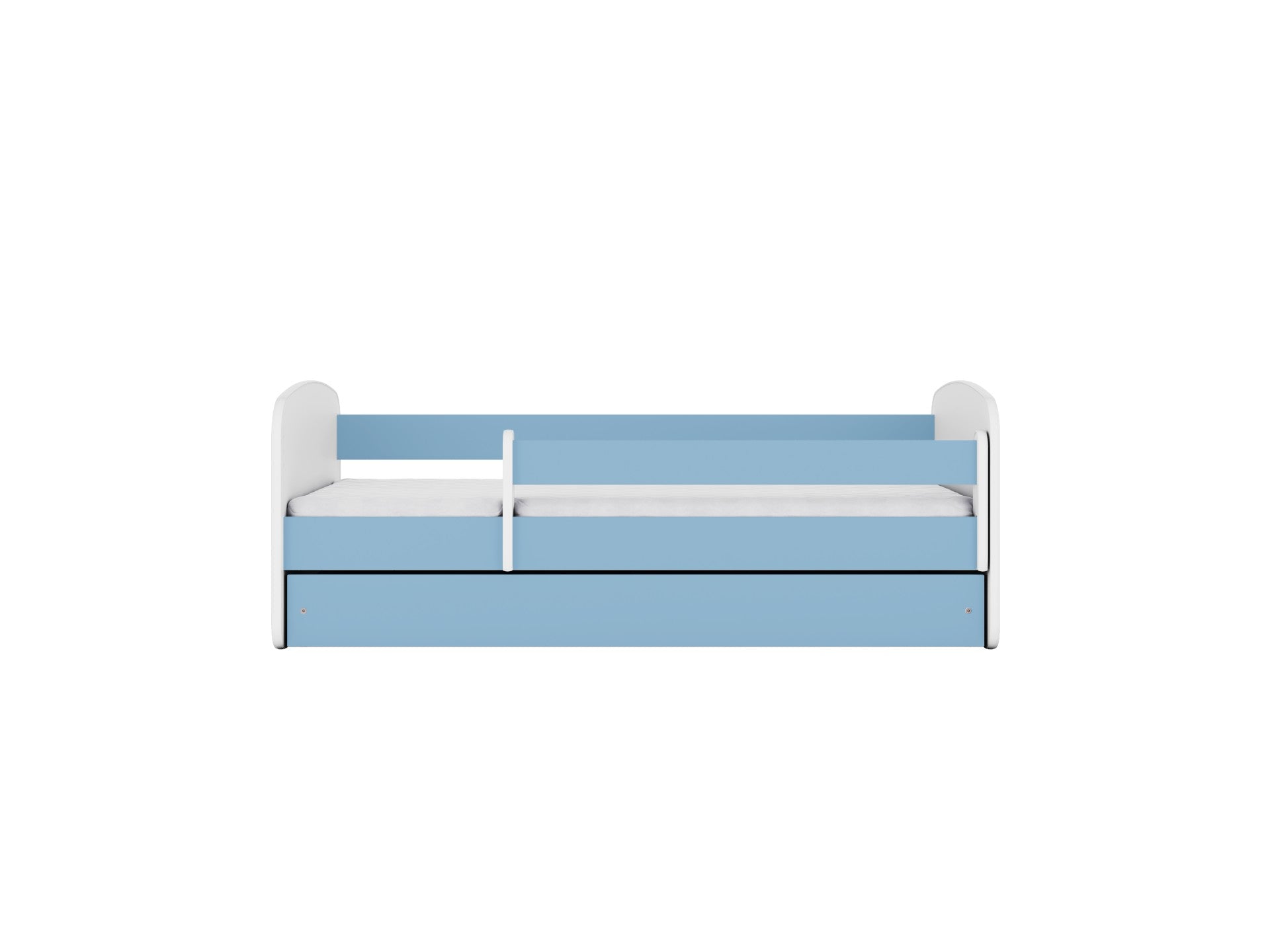 babydreams childrens bed with birch slat frame and safety guardrail in a cozy room
