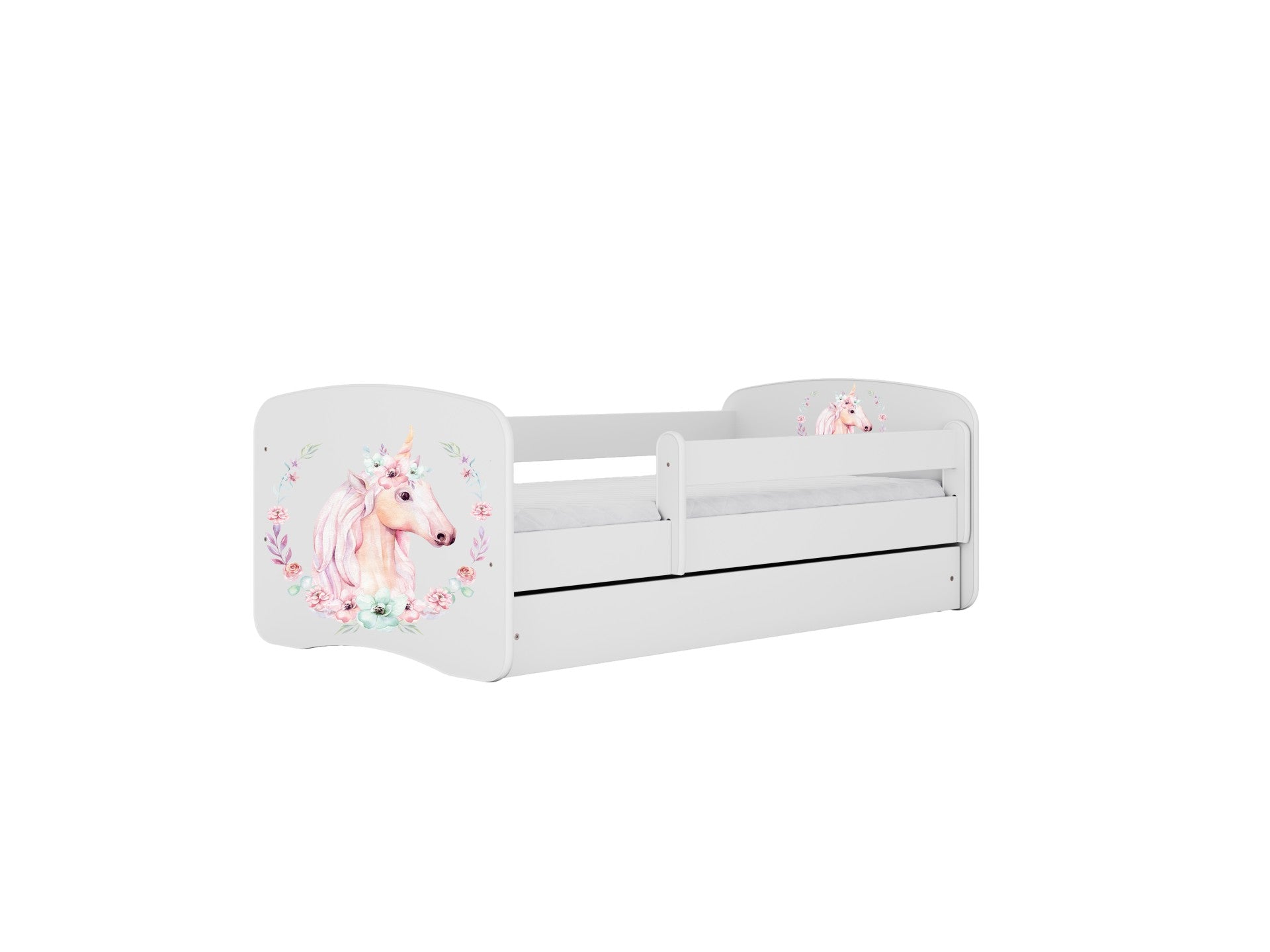 a playful unicorn bed for kids in a cozy nursery with soft morning light