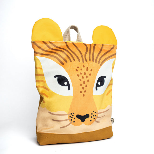 Fun Lion Backpack for Kids – Trendy & Spacious Linen Design by Muni at www.brixbailey.com