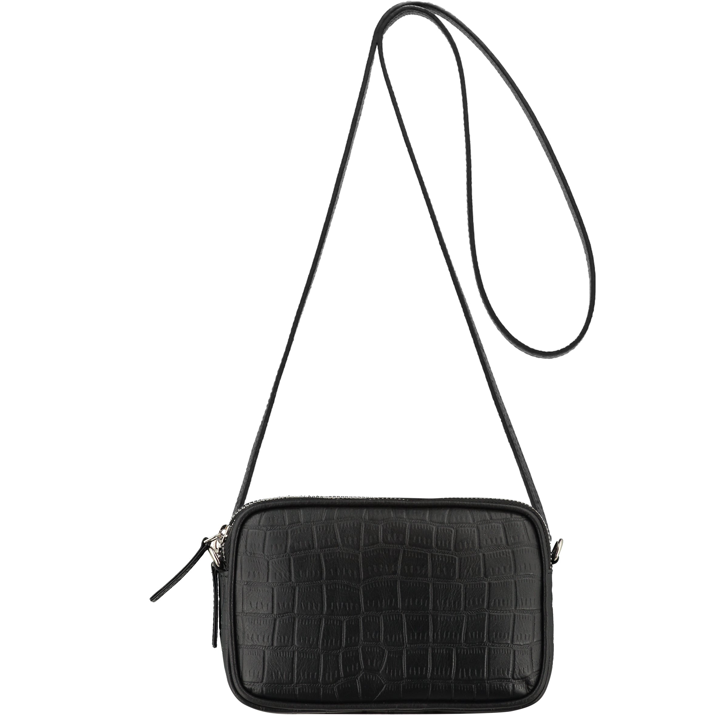 Croc Print Leather Crossbody Bag with Detachable Strap