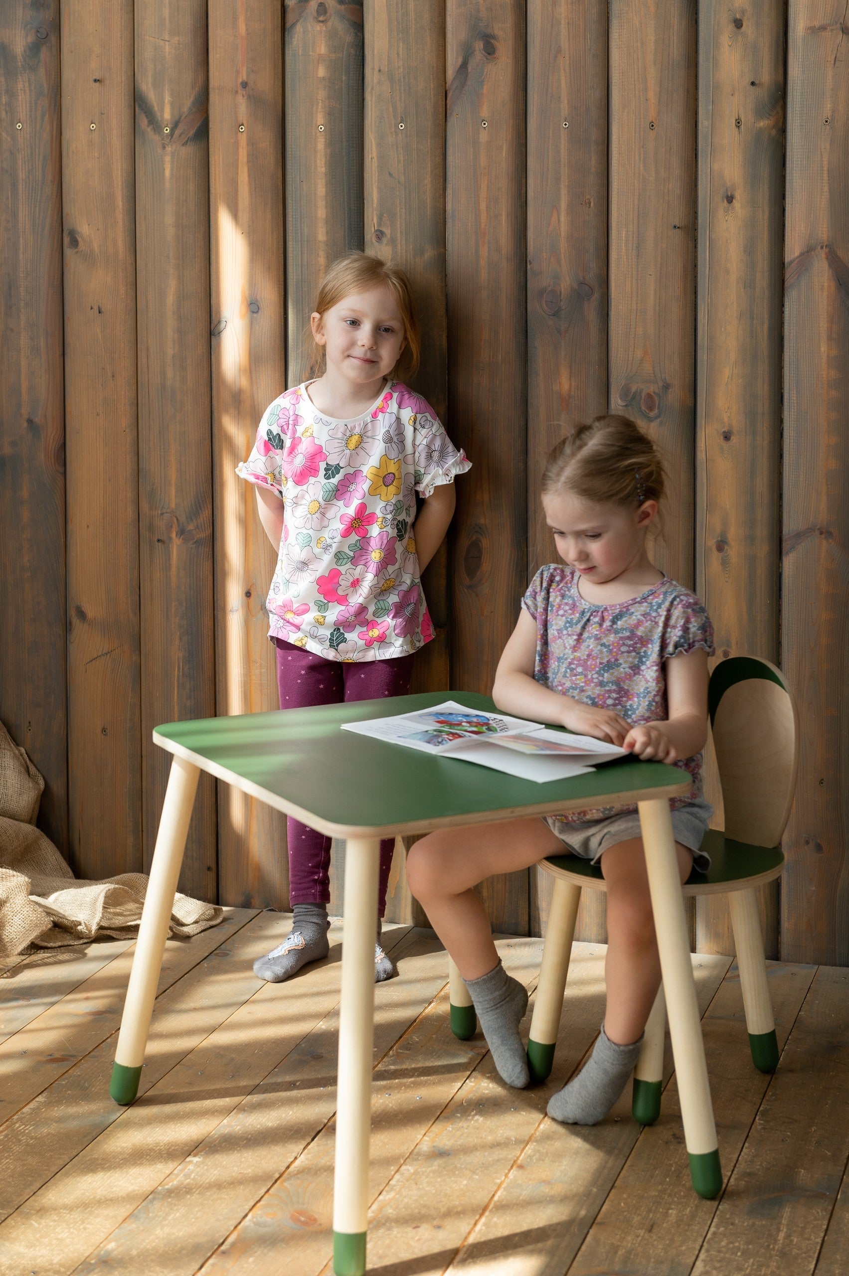 adorable birch plywood bunny table for kids in a cozy nursery setting