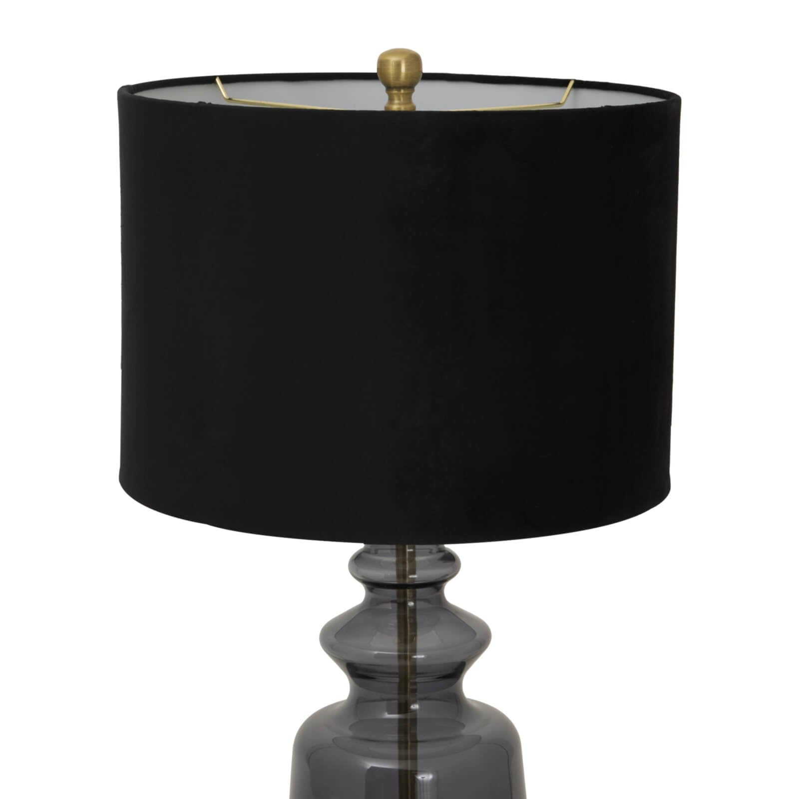 Luxton table lamp with hand-blown glass base and black velvet shade, elegant modern lighting for home decor by Sostter at brixbailey.com