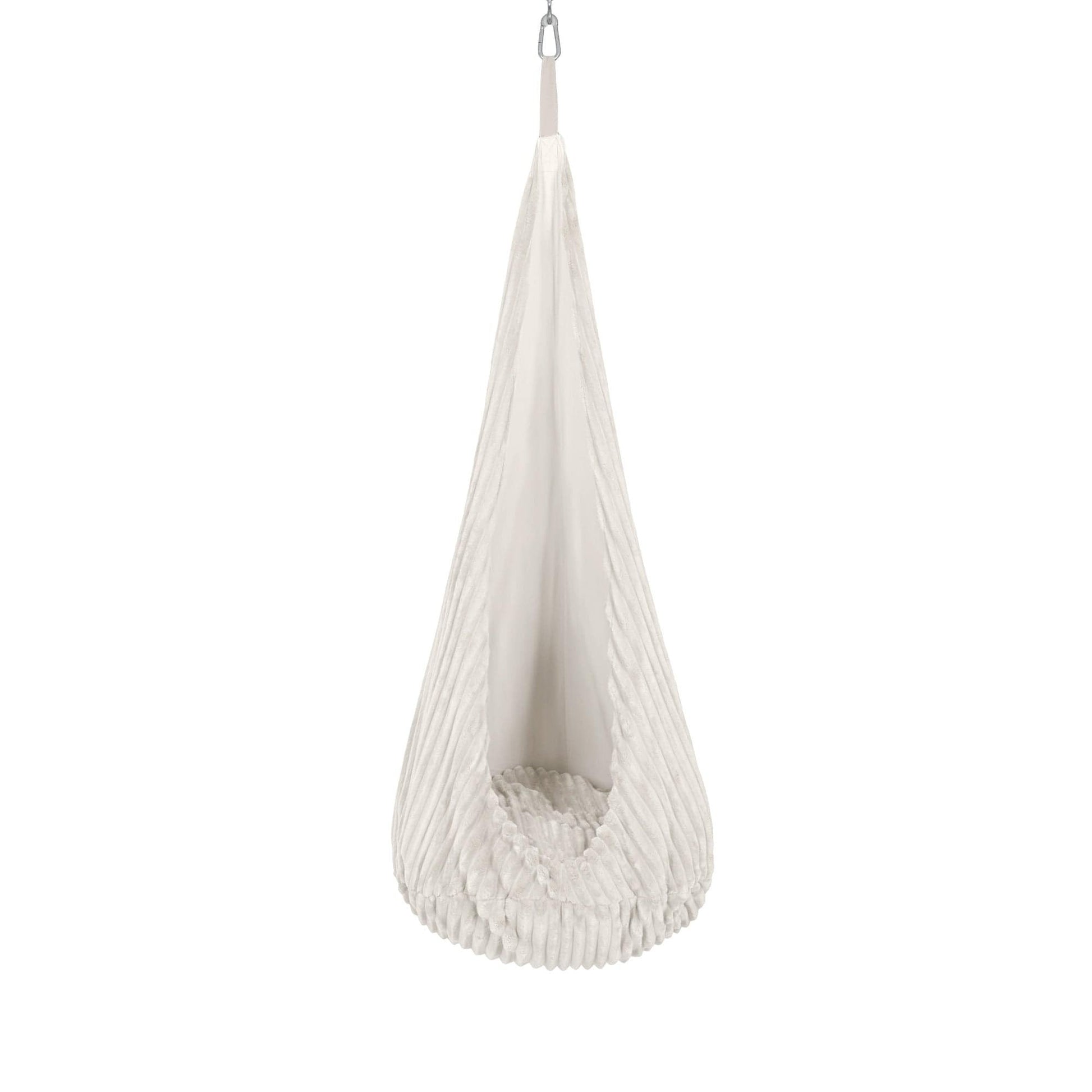 bold white churros cotton candy kids swing hanging confidently in a bright modern nursery